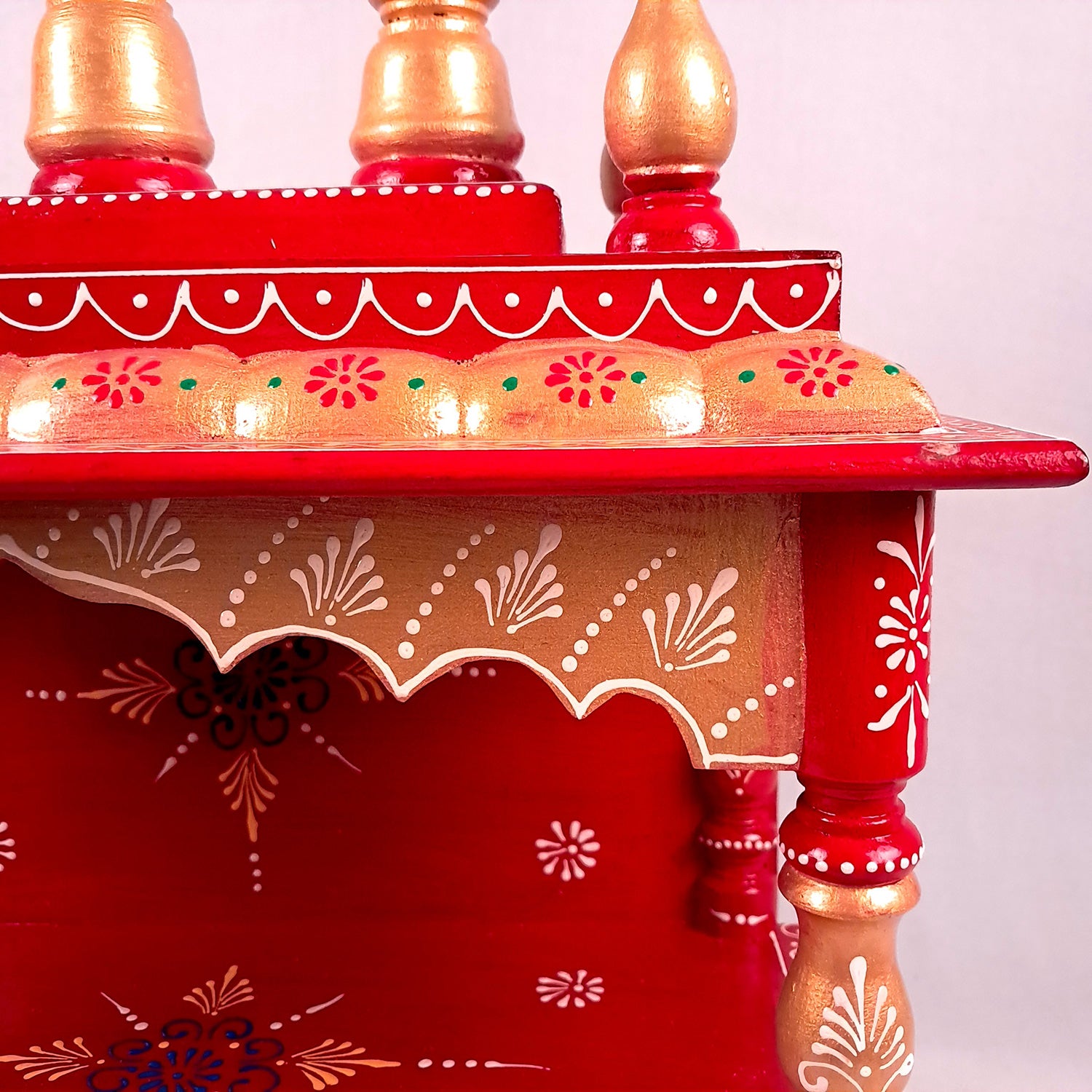 Home Temple Wooden | Pooja Mandir With Drawer & Sliding Plate for Keeping Diya & Agarbatti Stand – For God, House, Puja Ghar, Office & Shop - Apkamart #Color_Red