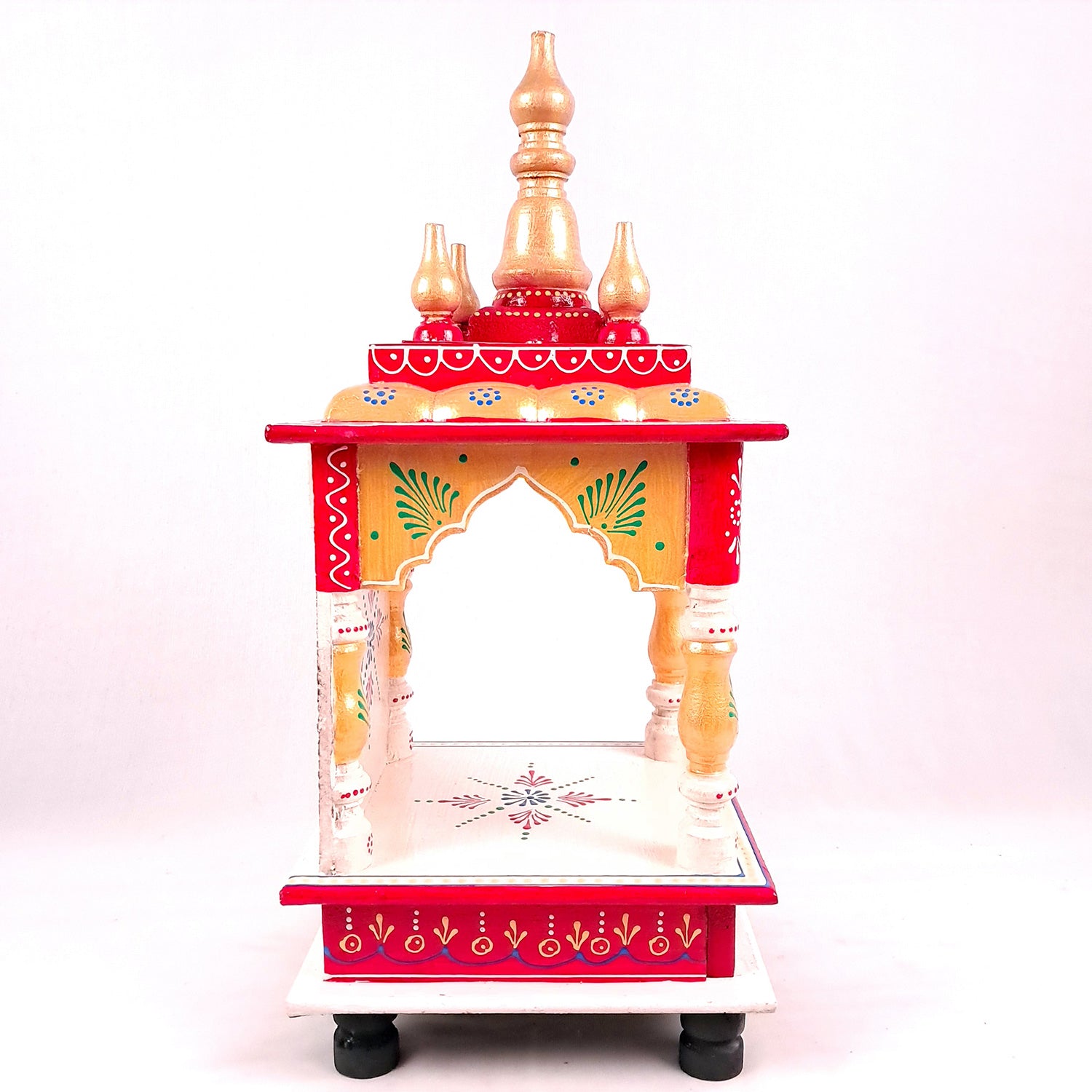 Pooja Mandir With Drawer | Home Temple Wooden Wall Mounted With Storage | Hanging Puja Stand / Unit - Apkamart #Color_White