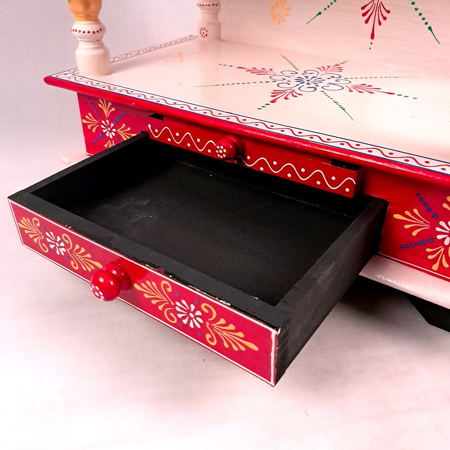 Home Temple Wooden | Pooja Mandir With Drawer & Sliding Plate for Keeping Diya & Agarbatti Stand – For God, House, Puja Ghar, Office & Shop - Apkamart #Color_White