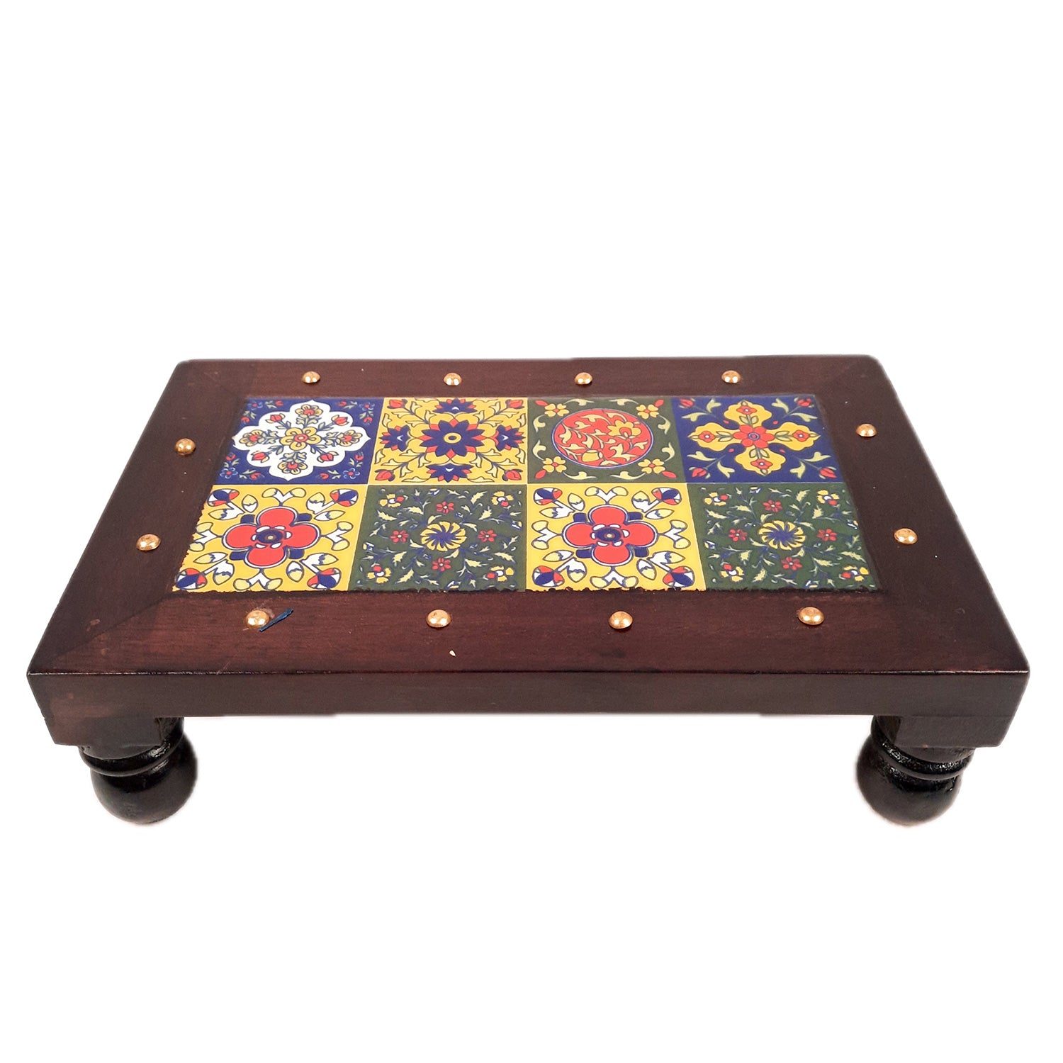 Tile Chowki - Bajot For Pooja & Home Decor - 10 Inch - apkamart