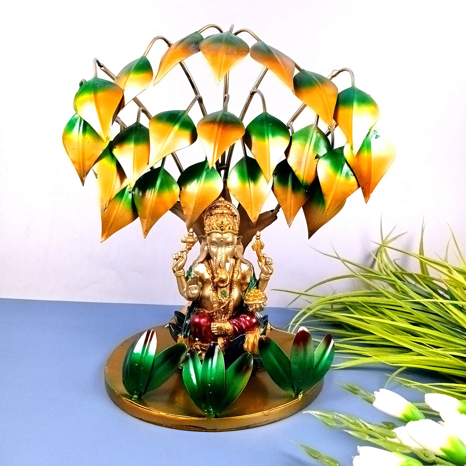 Tree Showpiece | Display Stand / Aasan for God Statues, Idols & Buddha Showpieces - for Temple, Home, Living Room, Office Desk, Mandir Decor & Gifts - 14 Inch - Apkamart
