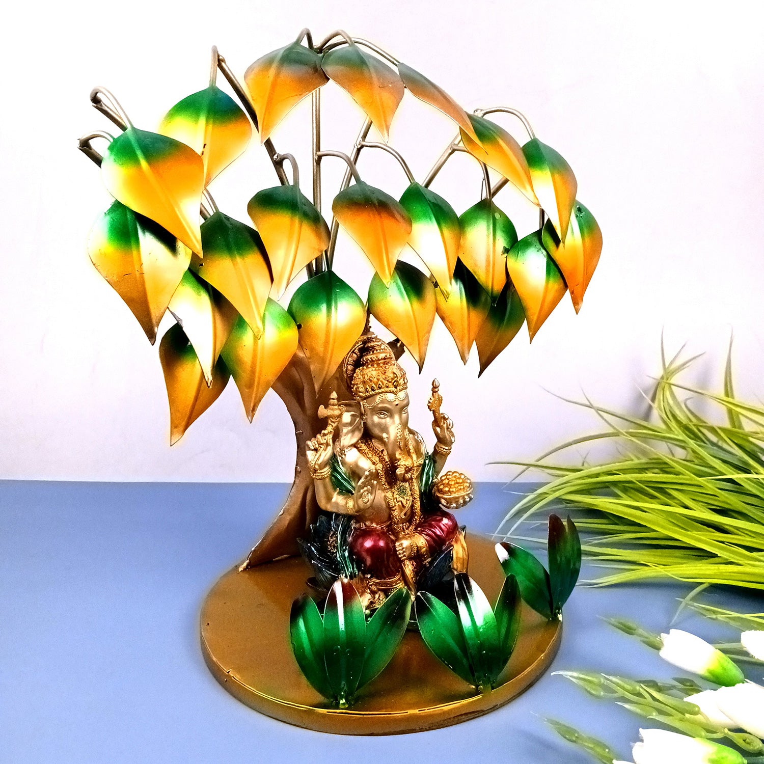 Tree Showpiece | Display Stand / Aasan for God Statues, Idols & Buddha Showpieces - for Temple, Home, Living Room, Office Desk, Mandir Decor & Gifts - 14 Inch - Apkamart
