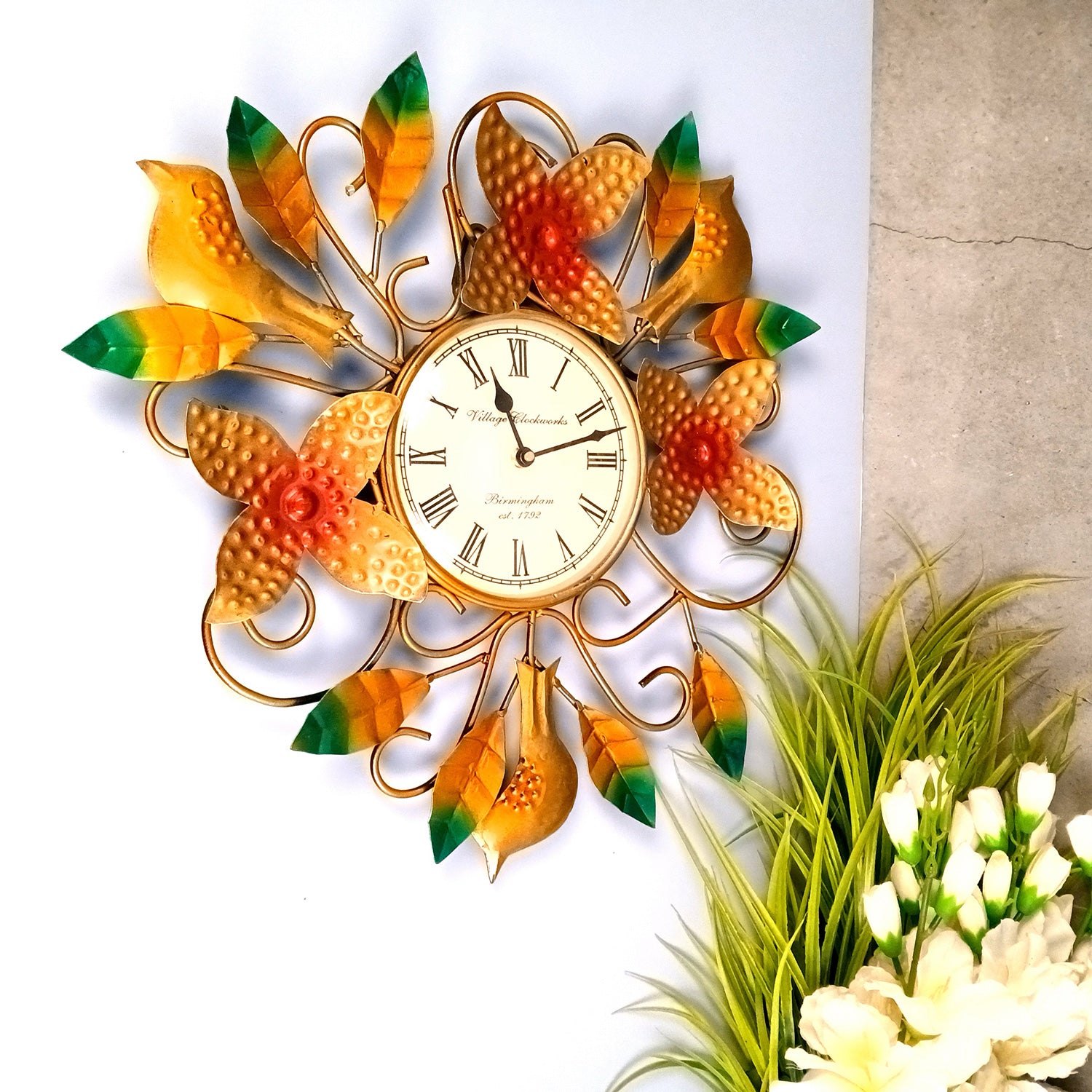 Decorative Wall Clock | Wall Mount Metal Wall Hanging with Clock - for Living Room, Bedroom, Hall, Office Decor & Gift | Wedding & Housewarming Gift - apkamart #Style_design 1