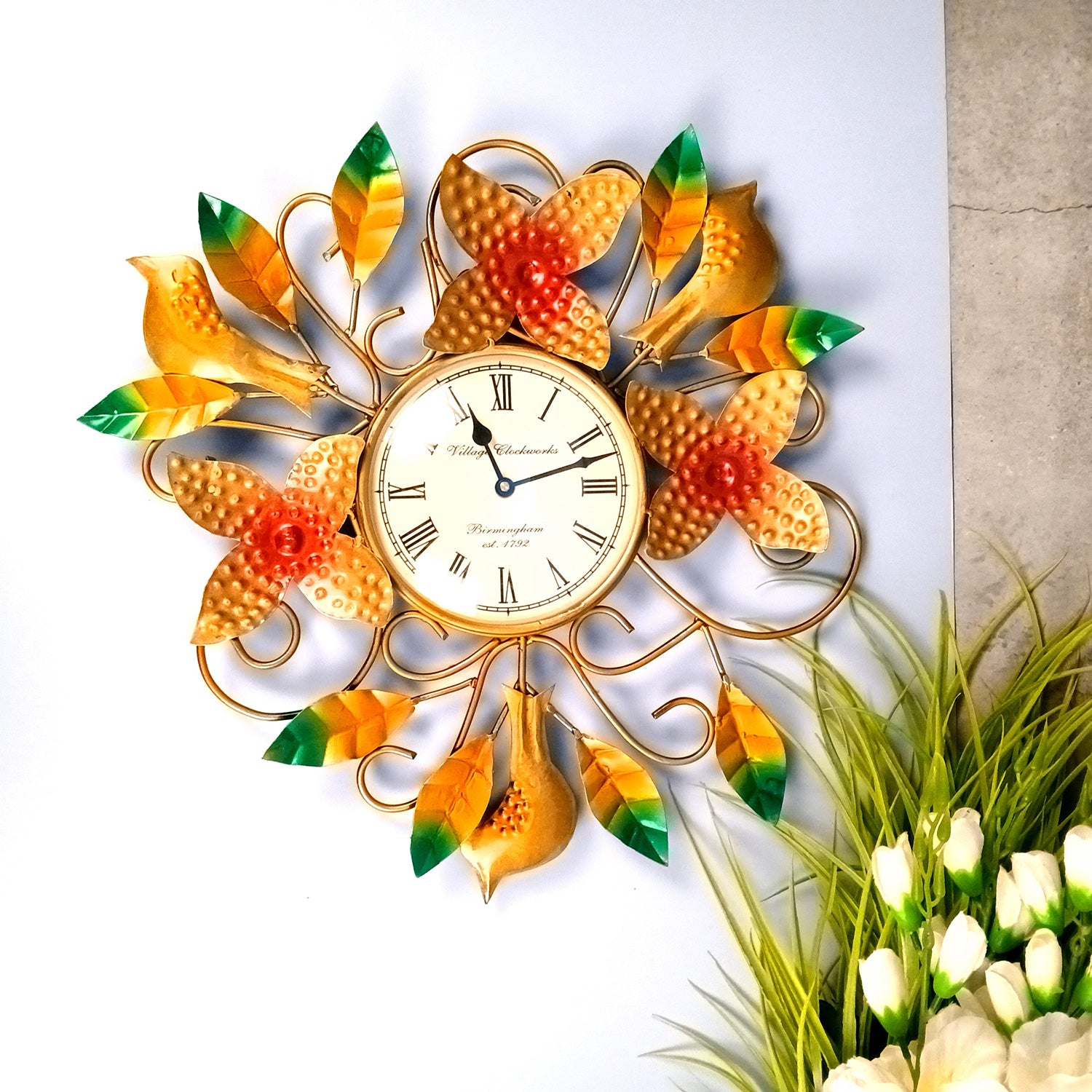 Decorative Wall Clock | Wall Mount Metal Wall Hanging with Clock - for Living Room, Bedroom, Hall, Office Decor & Gift | Wedding & Housewarming Gift - apkamart #Style_design 1
