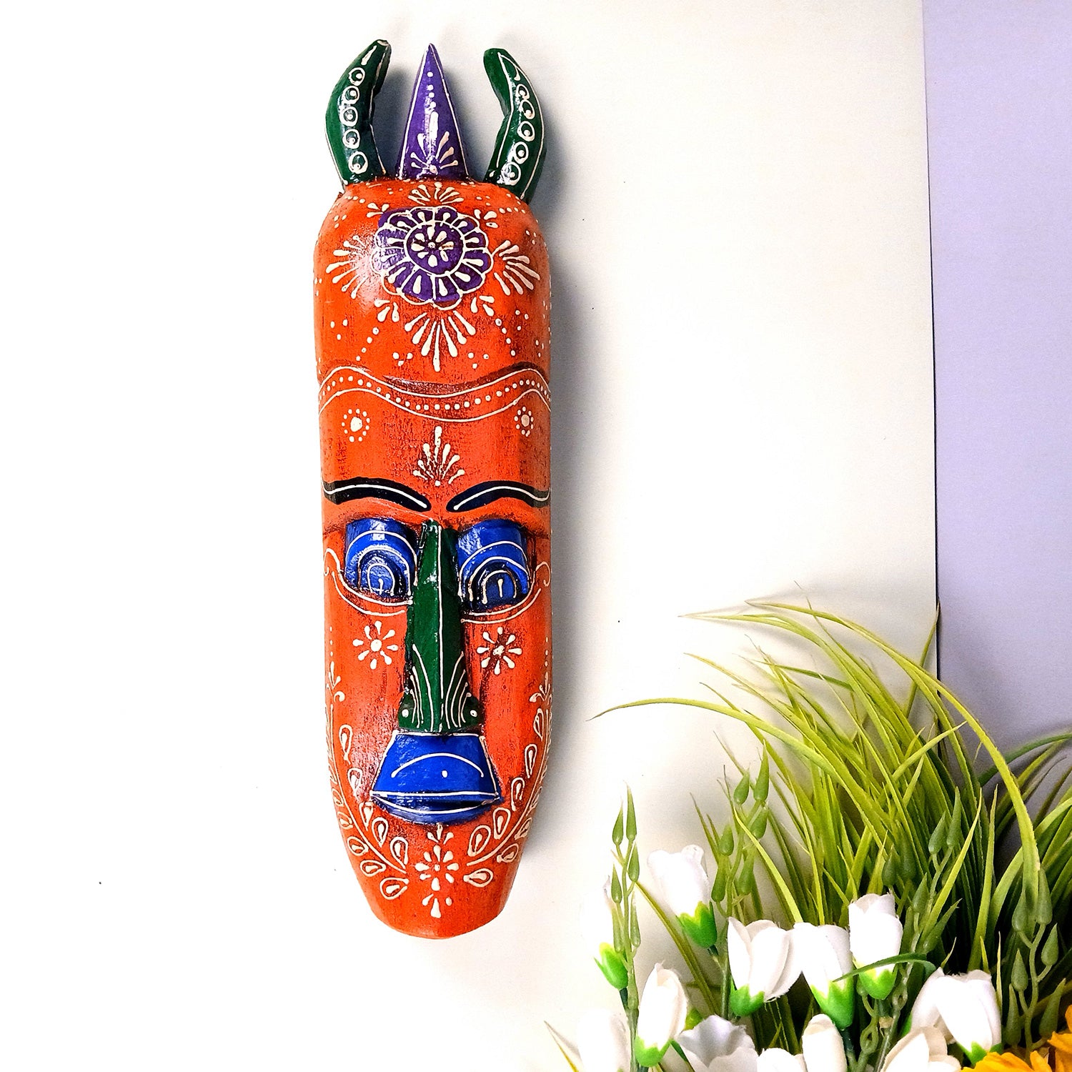 Wall Mask Hanging | Nazar Battu | African Egyptian Mask Wall Hanging - For Living Room, House, Door, Hall-Way, Balcony Decoration - 15 Inch - Apkamart