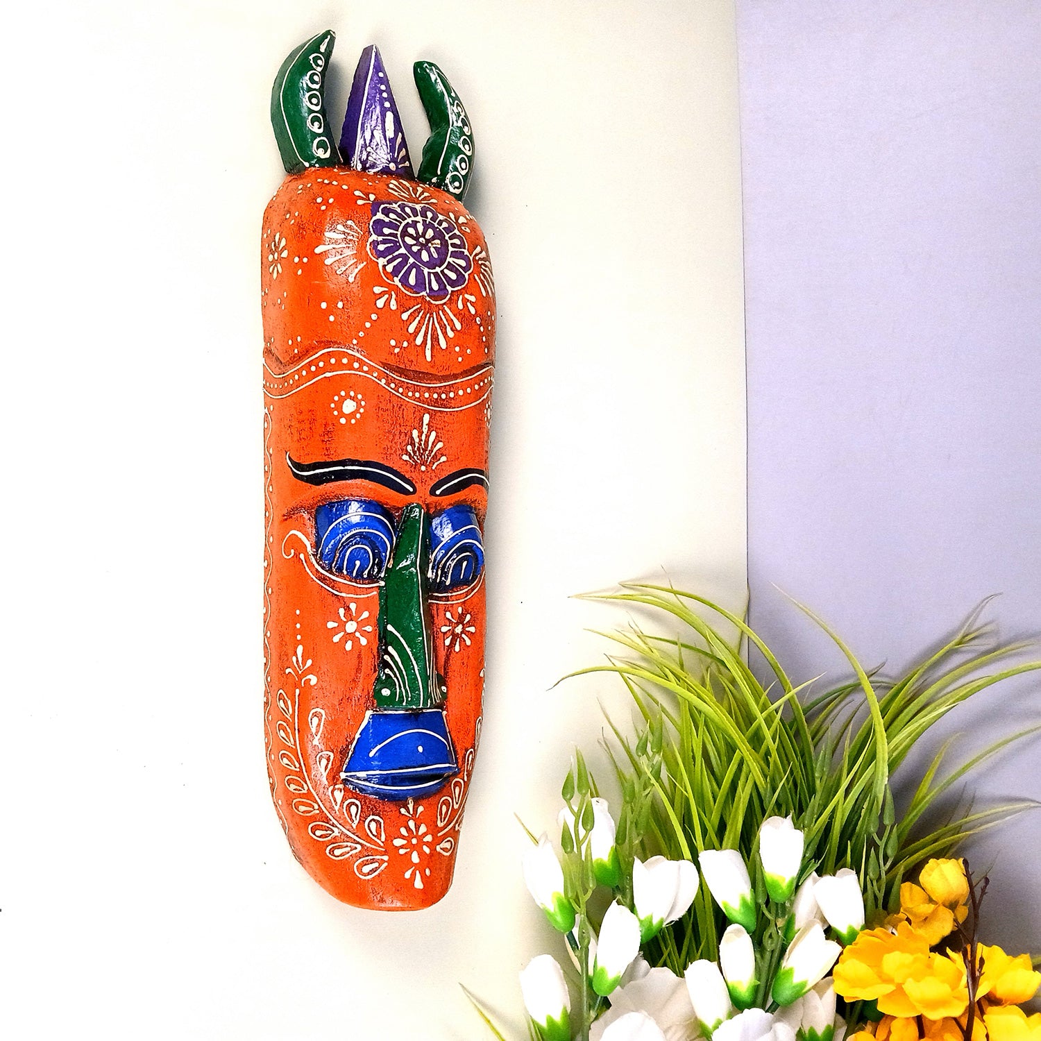 Wall Mask Hanging | Nazar Battu | African Egyptian Mask Wall Hanging - For Living Room, House, Door, Hall-Way, Balcony Decoration - 15 Inch - Apkamart