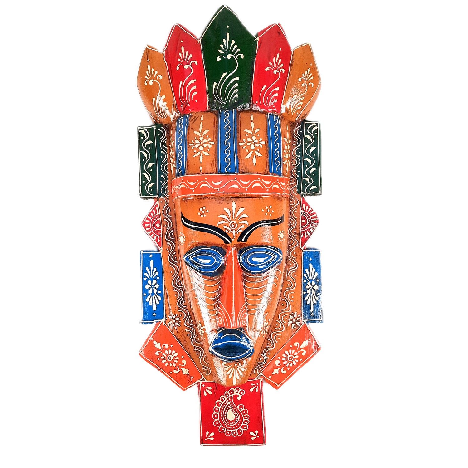 Wall Mask Nazar Battu | Decorative Tribal Masks For Home Entrance & Living Room | African Egyptian Big Face Hanging - For House, Door, Hall-Way, Balcony Decoration - apkamart #Color_Brown