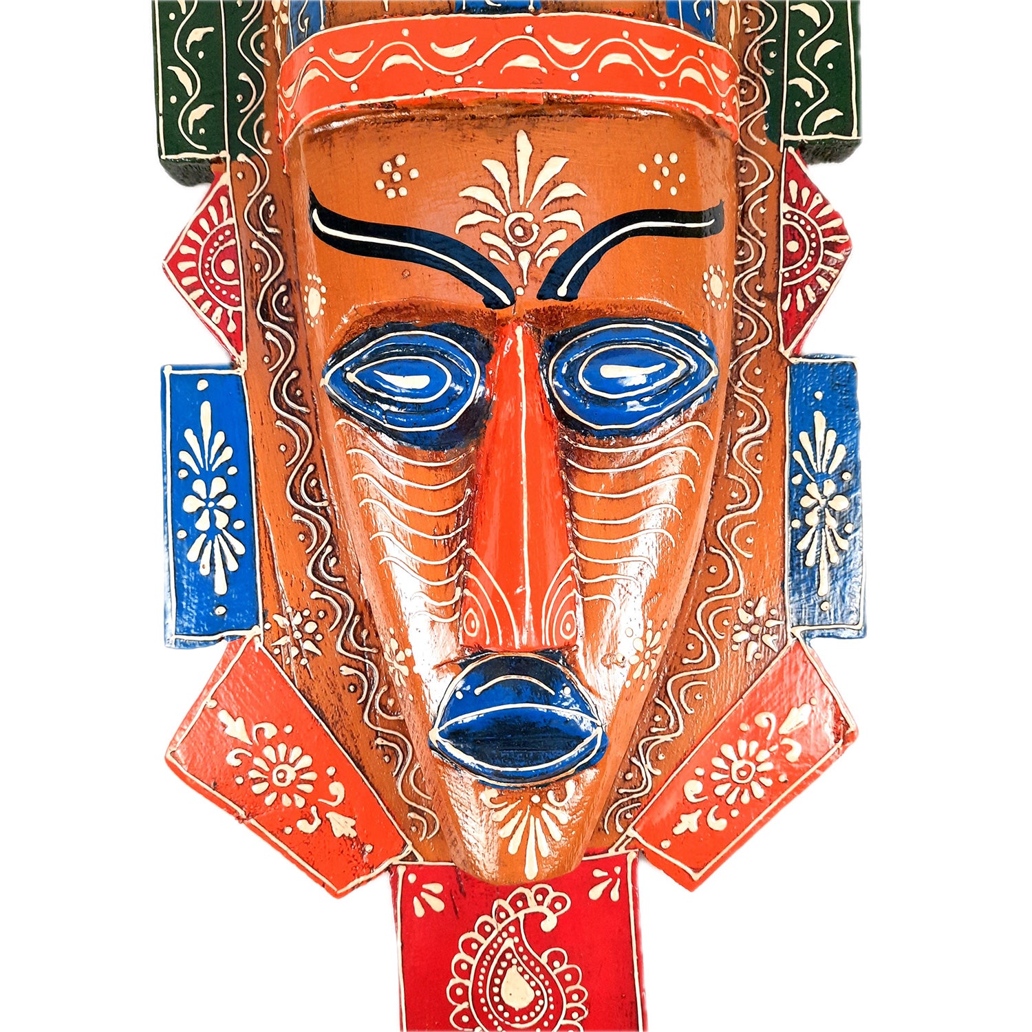 Wall Mask Nazar Battu | Decorative Tribal Masks For Home Entrance & Living Room | African Egyptian Big Face Hanging - For House, Door, Hall-Way, Balcony Decoration - apkamart #Color_Brown