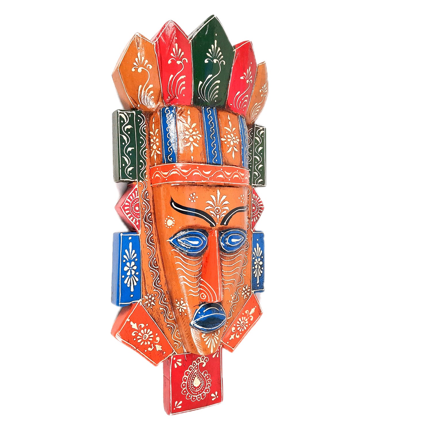 Wall Mask Nazar Battu | Decorative Tribal Masks For Home Entrance & Living Room | African Egyptian Big Face Hanging - For House, Door, Hall-Way, Balcony Decoration - apkamart #Color_Brown