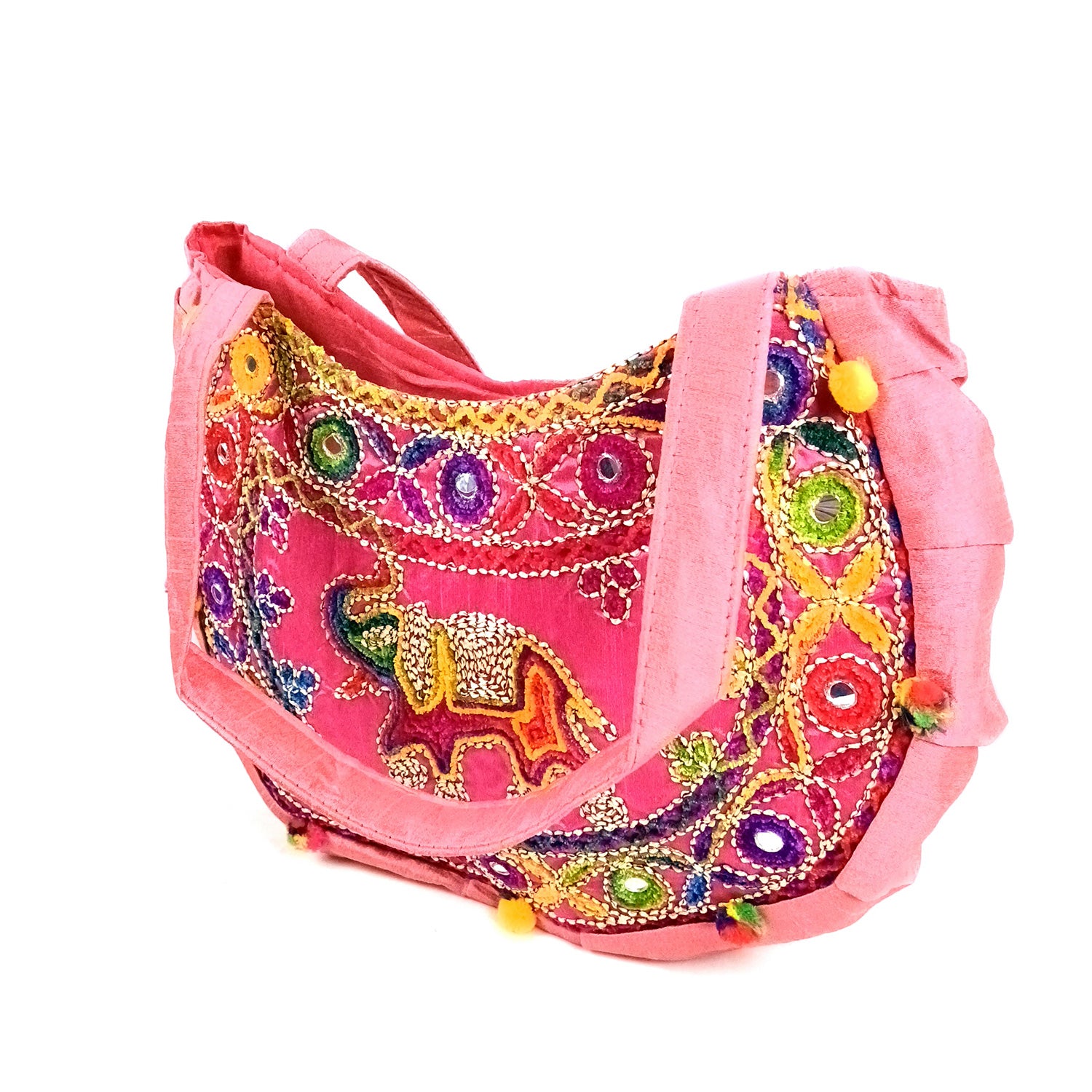 Sling Bag With Embroidery Work | Ethnic Shoulder Party Bags | Stylish Ladies Purse Handbag - For Woman, Girls, Tablet, Office & Gifts - Apkamart