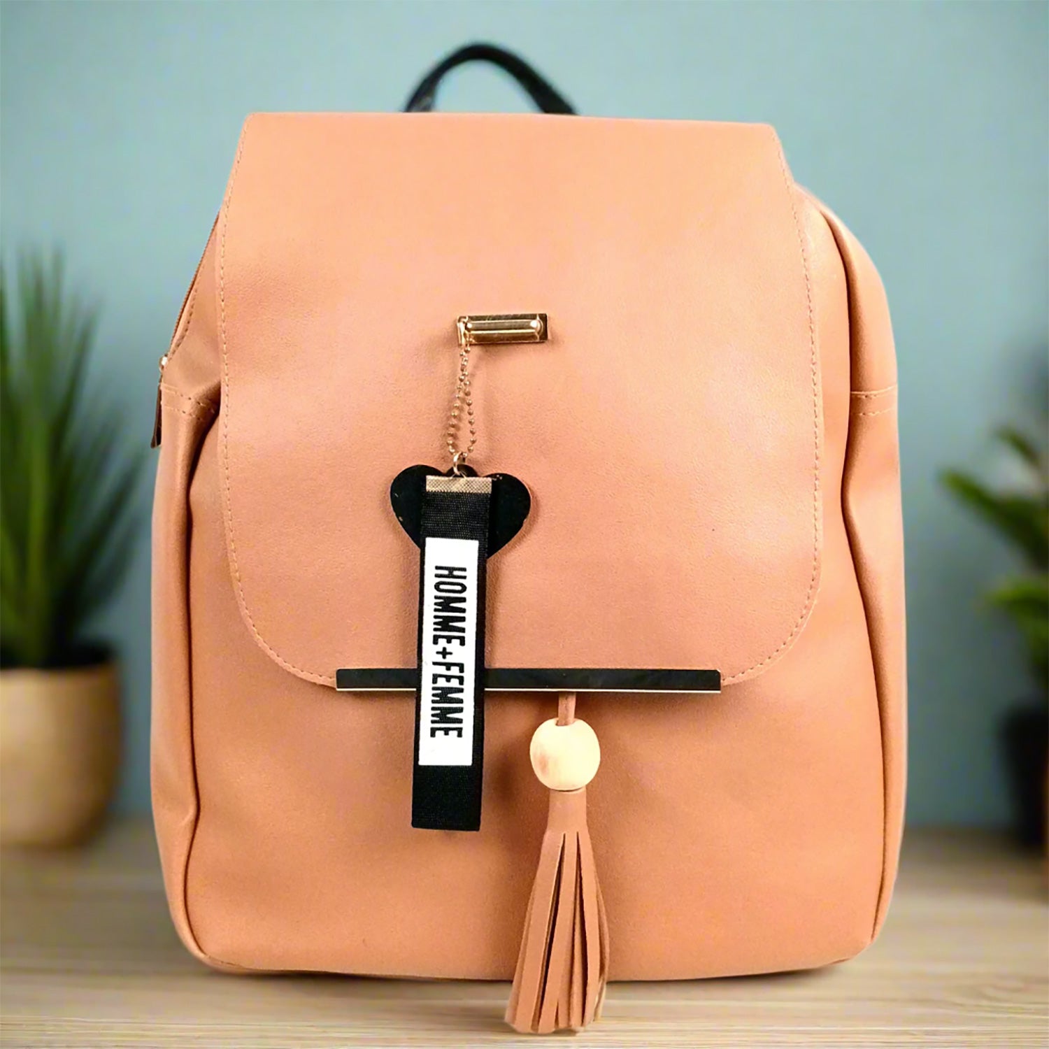 Backpack Bag |Premium PU Leather Casual Pithu Bags | Latest Trendy Office Bag | School & College Bags - For Woman, Girls, Laptop, Office & Gifts - Apkamart #Colour_Pink