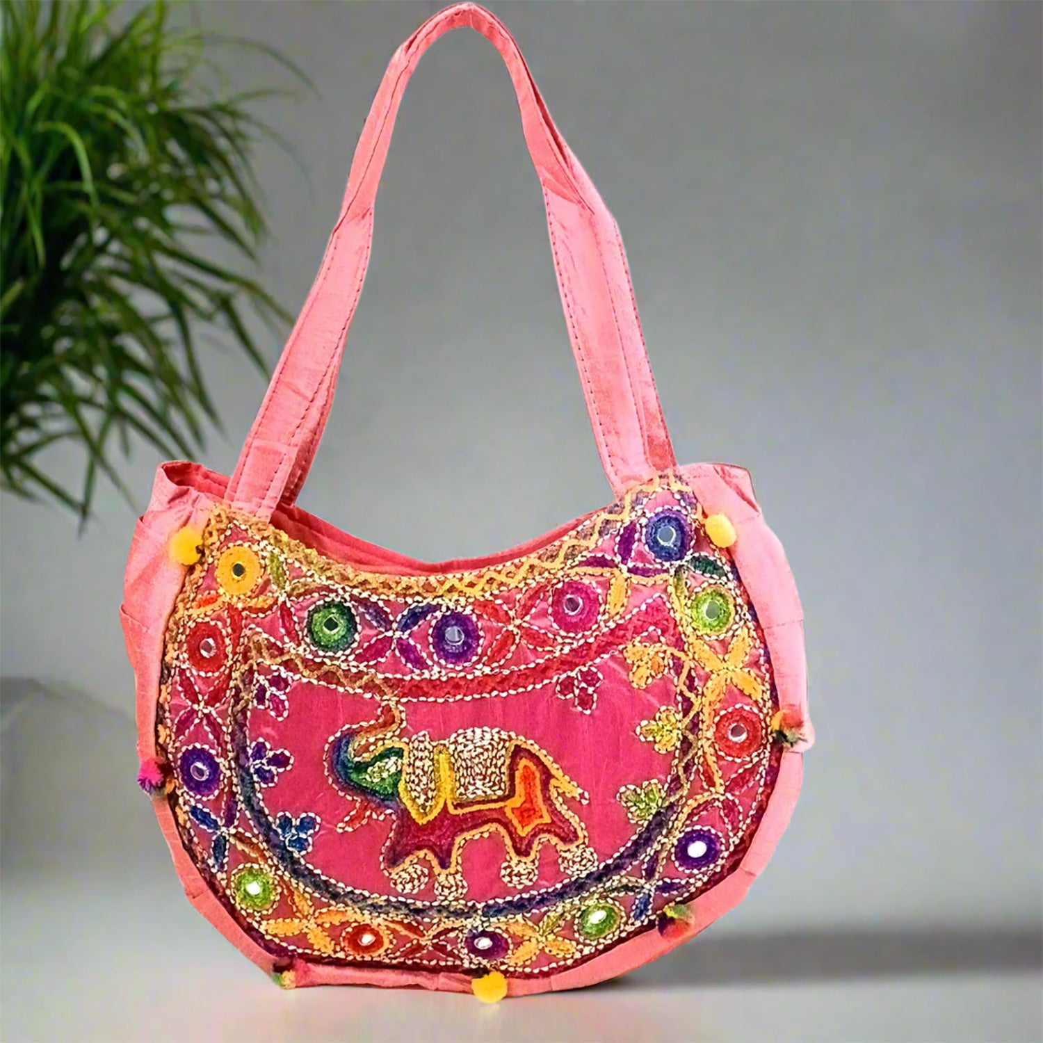 Sling Bag With Embroidery Work | Ethnic Shoulder Party Bags | Stylish Ladies Purse Handbag - For Woman, Girls, Tablet, Office & Gifts - Apkamart