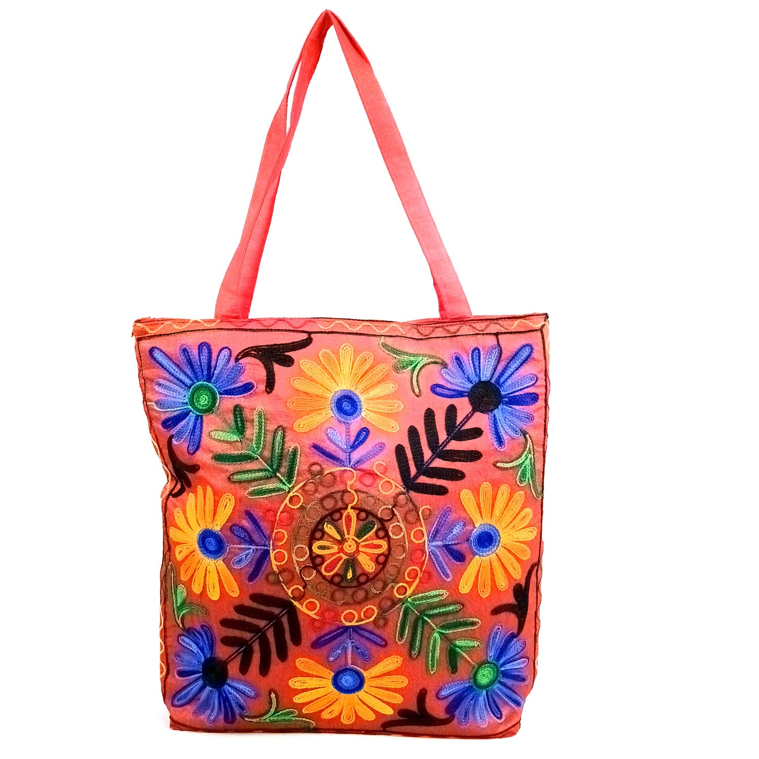 Women's Handbags | Big Shoulder Tote Bags With Embroidery Work | Top Handle Stylish Large Capacity Bag - 15 Inch - Apkamart