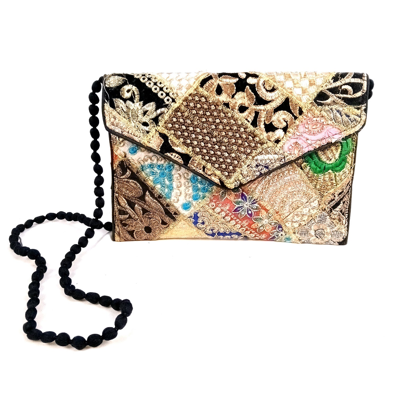 Clutch Bags With Embroidery Work | Latest Trendy Shoulder Sling Bags | Stylish Ladies Purse Handbag - For Woman, Girls, Tablet, Office & Gifts - Apkamart #Colour_Multicolor