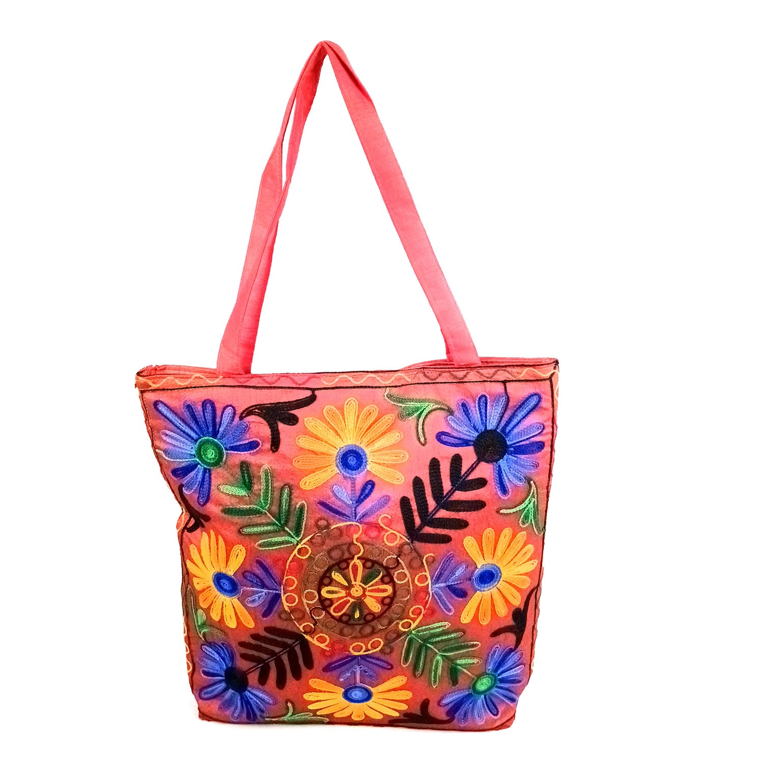 Women's Handbags | Big Shoulder Tote Bags With Embroidery Work | Top Handle Stylish Large Capacity Bag - 15 Inch - Apkamart