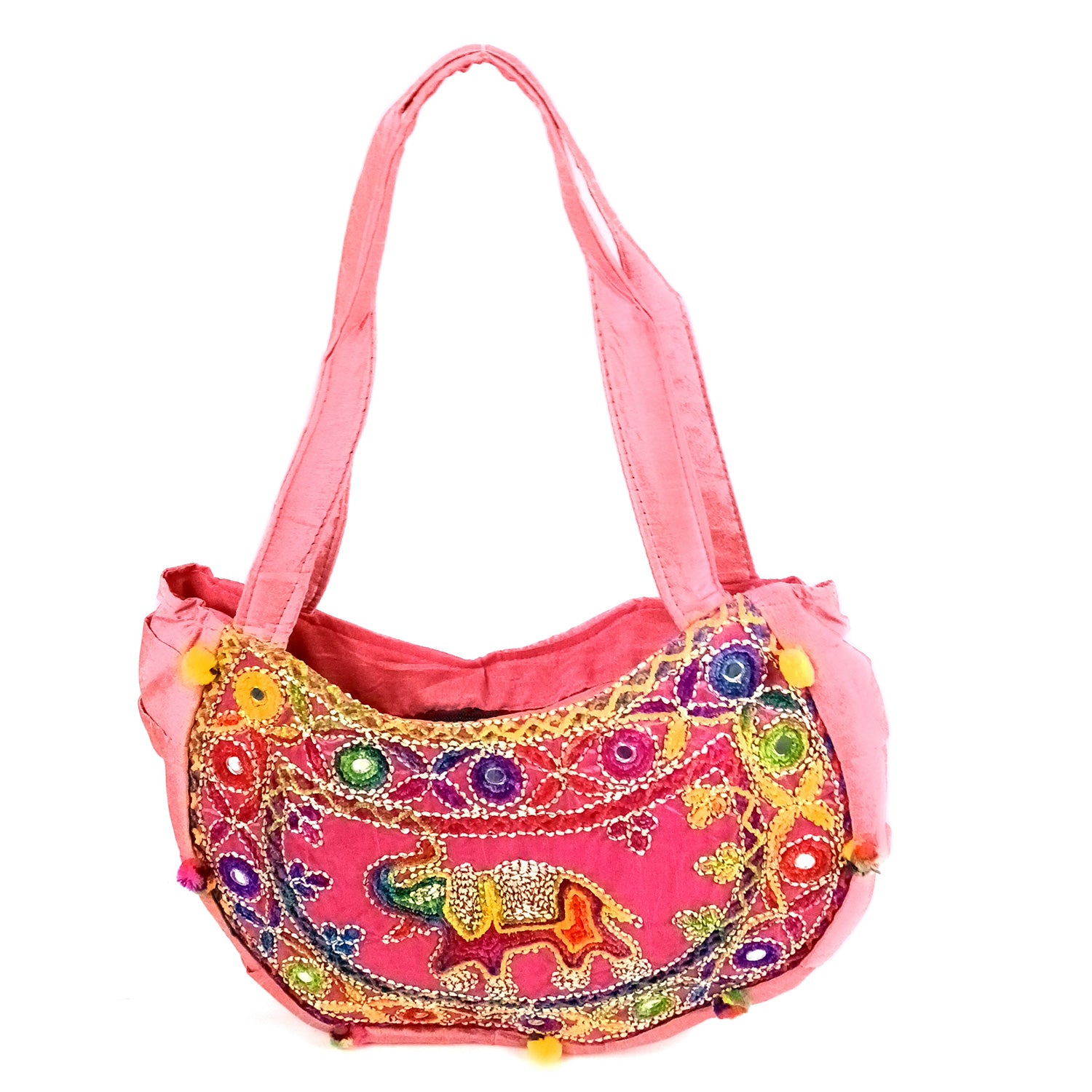 Sling Bag With Embroidery Work | Ethnic Shoulder Party Bags | Stylish Ladies Purse Handbag - For Woman, Girls, Tablet, Office & Gifts - Apkamart