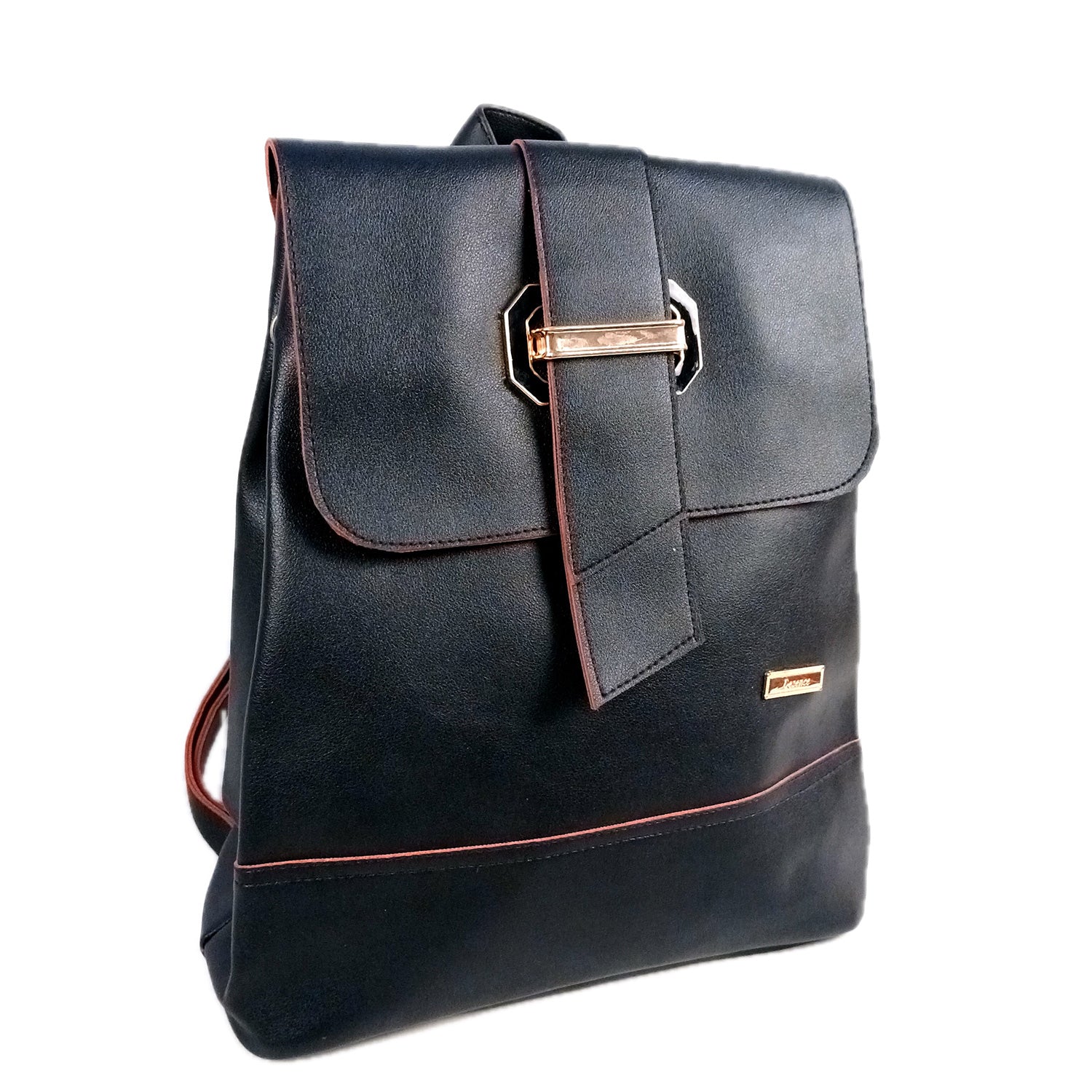 Backpack |Premium PU Leather Casual Pithu Bags | Latest Trendy Office Bag | School & College Bags - For Woman, Girls, Laptop, Office & Gifts - Apkamart #Colour_Black