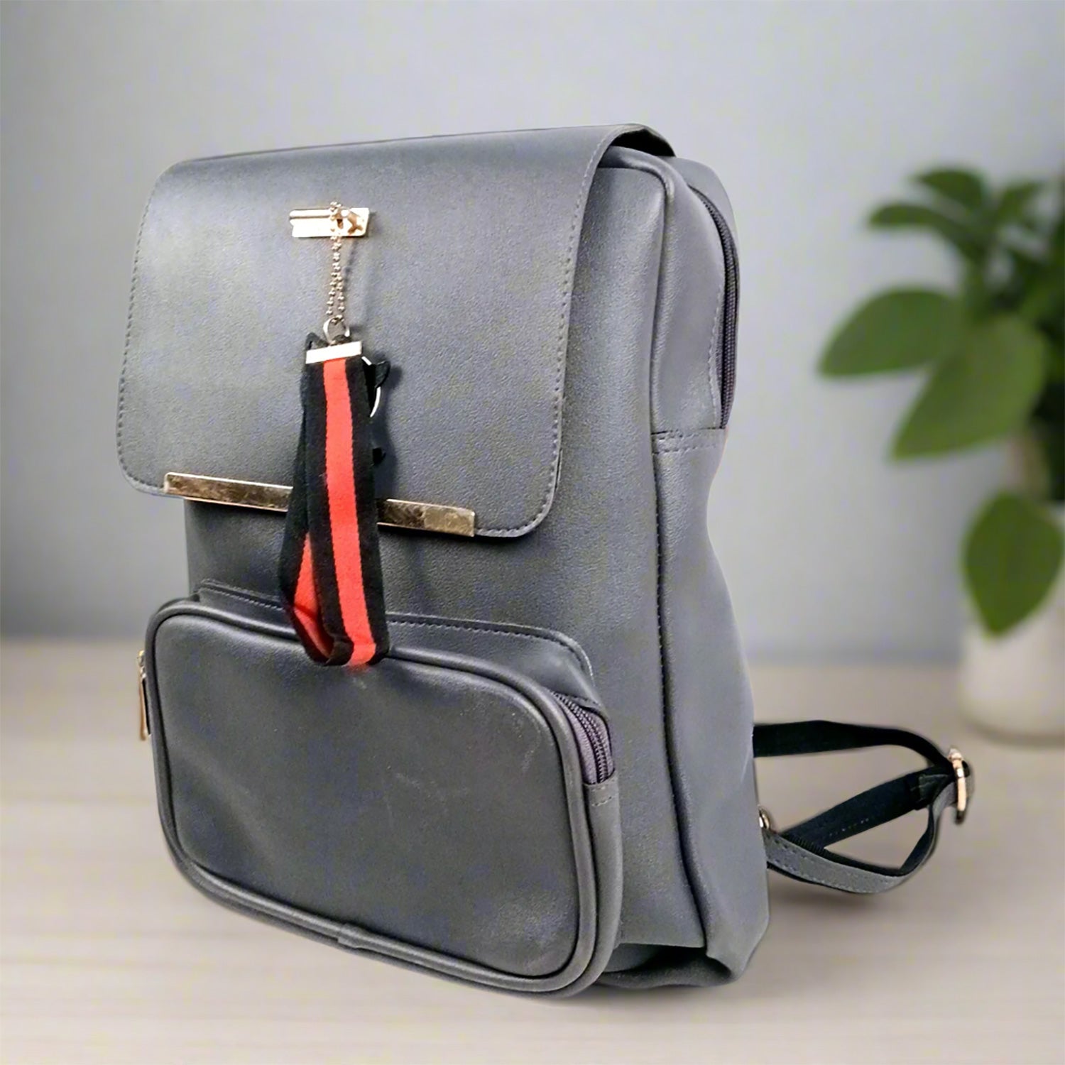 Backpack Bag |Premium PU Leather Casual Pithu Bags | Latest Trendy Office Bag | School & College Bags - For Woman, Girls, Laptop, Office & Gifts - Apkamart #Colour_Grey