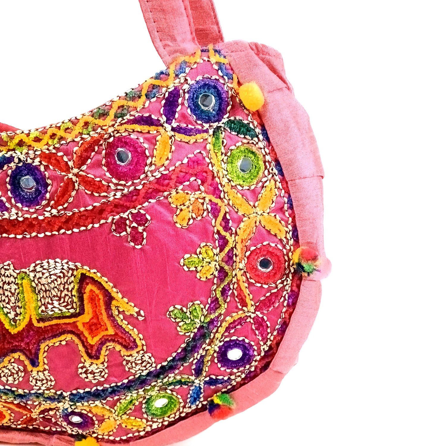 Sling Bag With Embroidery Work | Ethnic Shoulder Party Bags | Stylish Ladies Purse Handbag - For Woman, Girls, Tablet, Office & Gifts - Apkamart