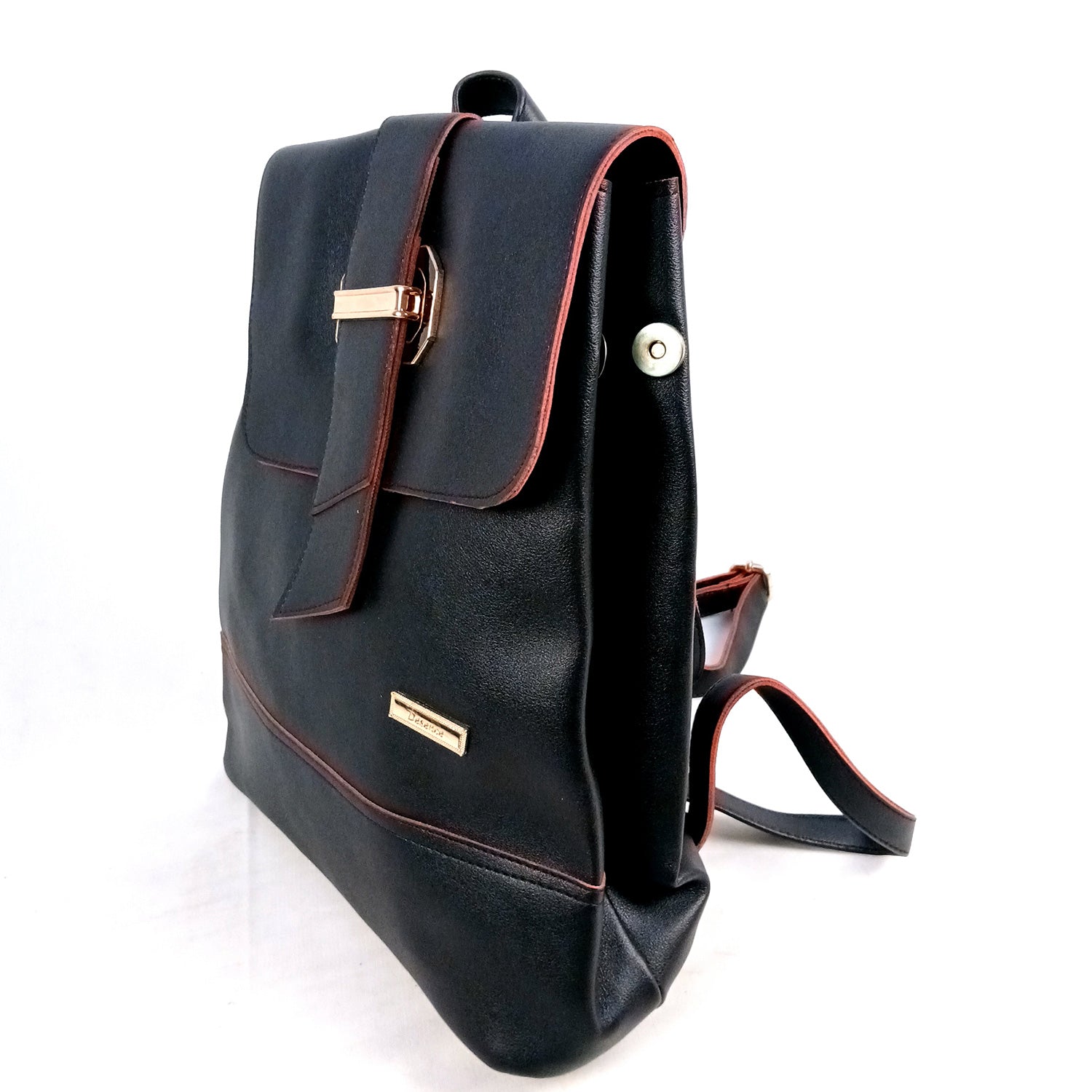 Backpack |Premium PU Leather Casual Pithu Bags | Latest Trendy Office Bag | School & College Bags - For Woman, Girls, Laptop, Office & Gifts - Apkamart #Colour_Black