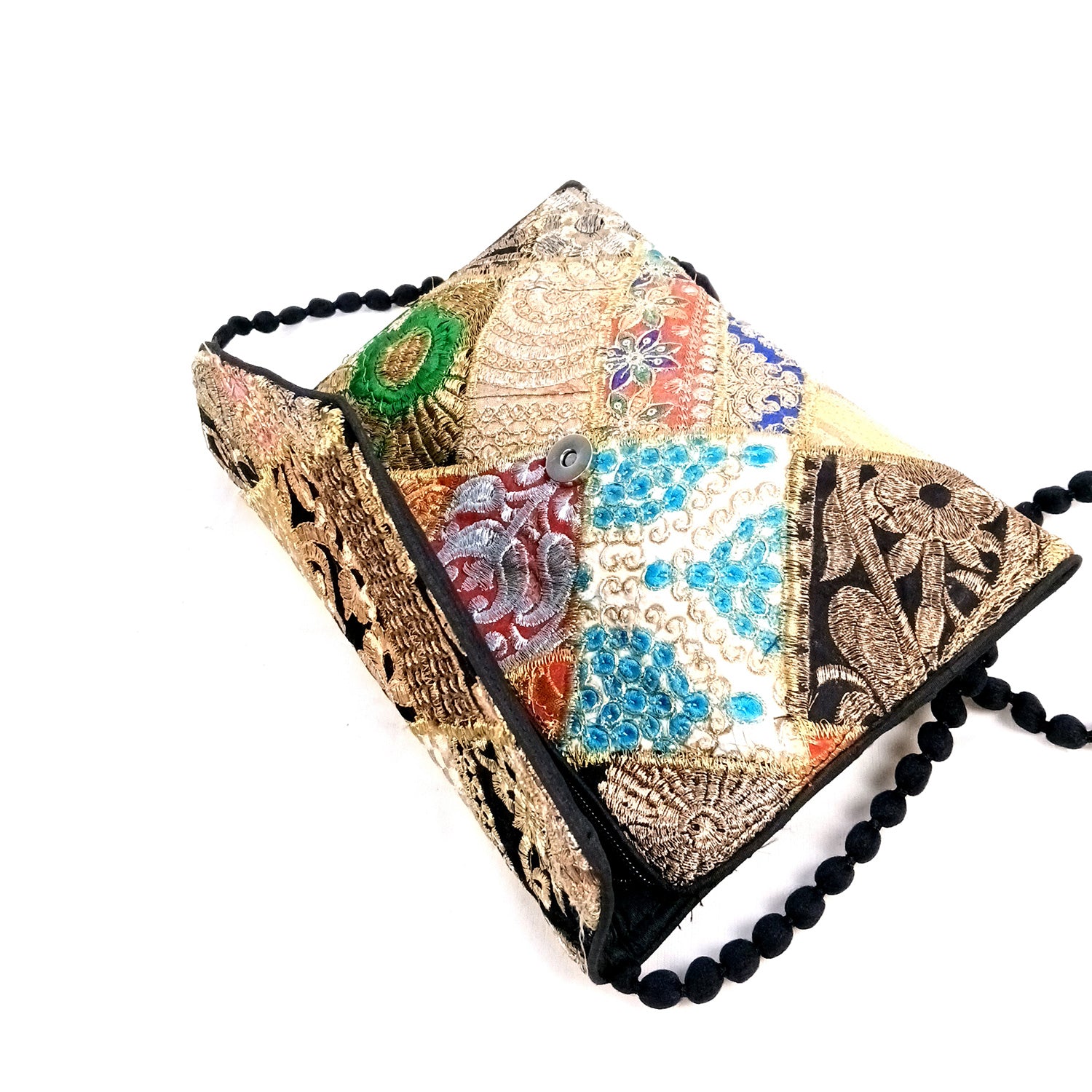 Clutch Bags With Embroidery Work | Latest Trendy Shoulder Sling Bags | Stylish Ladies Purse Handbag - For Woman, Girls, Tablet, Office & Gifts - Apkamart #Colour_Multicolor