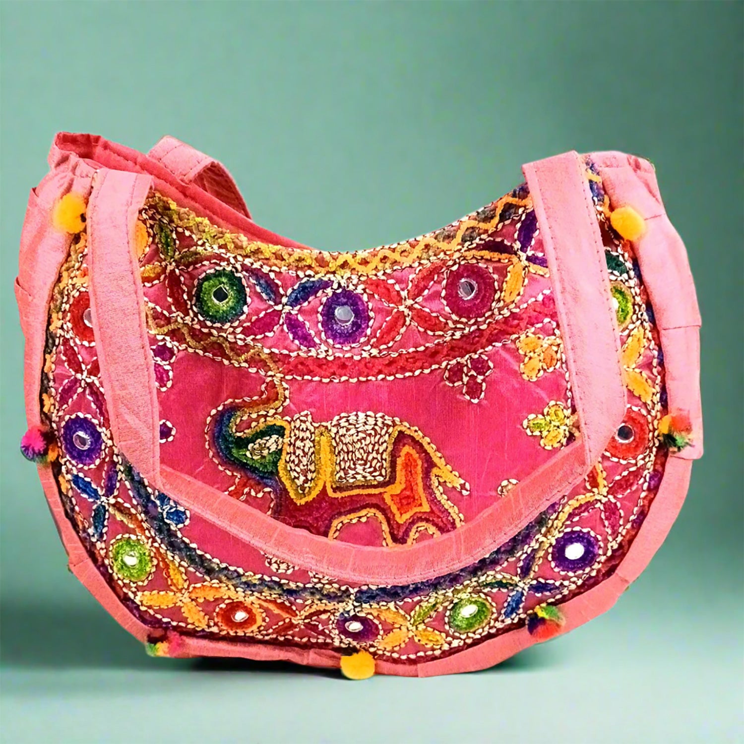 Sling Bag With Embroidery Work | Ethnic Shoulder Party Bags | Stylish Ladies Purse Handbag - For Woman, Girls, Tablet, Office & Gifts - 18 Inch - Apkamart