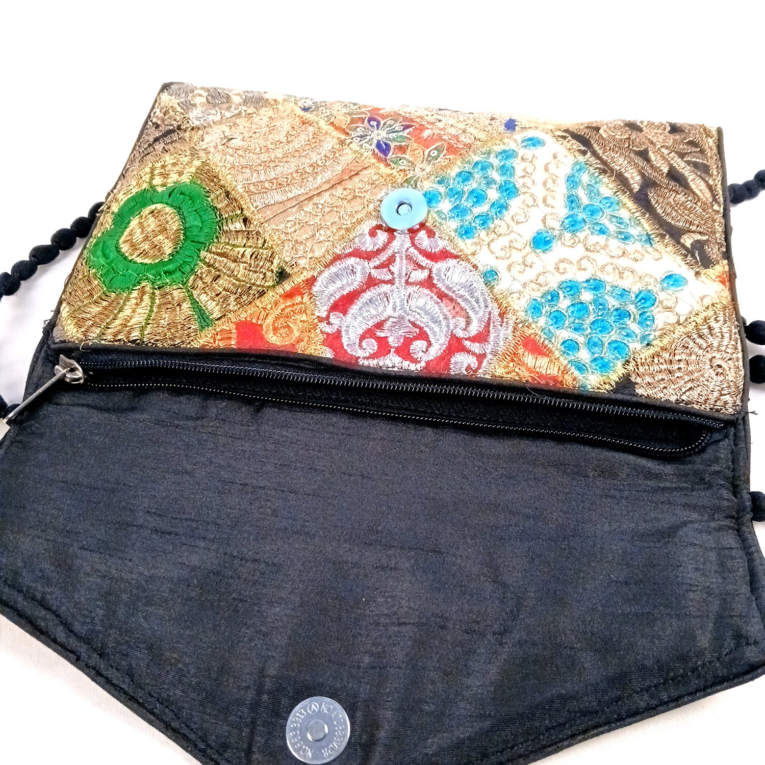 Clutch Bags With Embroidery Work | Latest Trendy Shoulder Sling Bags | Stylish Ladies Purse Handbag - For Woman, Girls, Tablet, Office & Gifts - 10 Inch - Apkamart