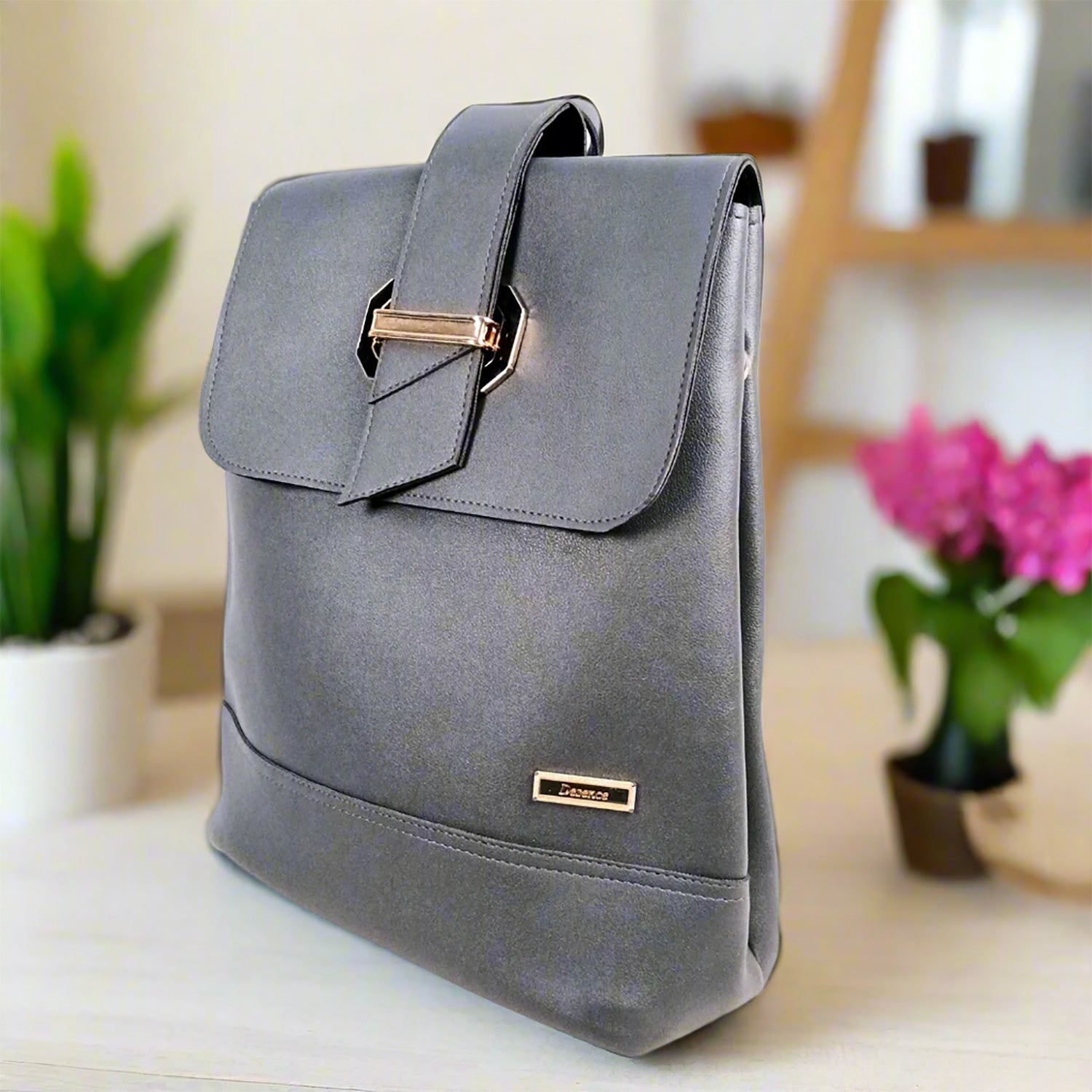 Backpack |Premium PU Leather Casual Pithu Bags | Latest Trendy Office Bag | School & College Bags - For Woman, Girls, Laptop, Office & Gifts - Apkamart #Colour_Grey