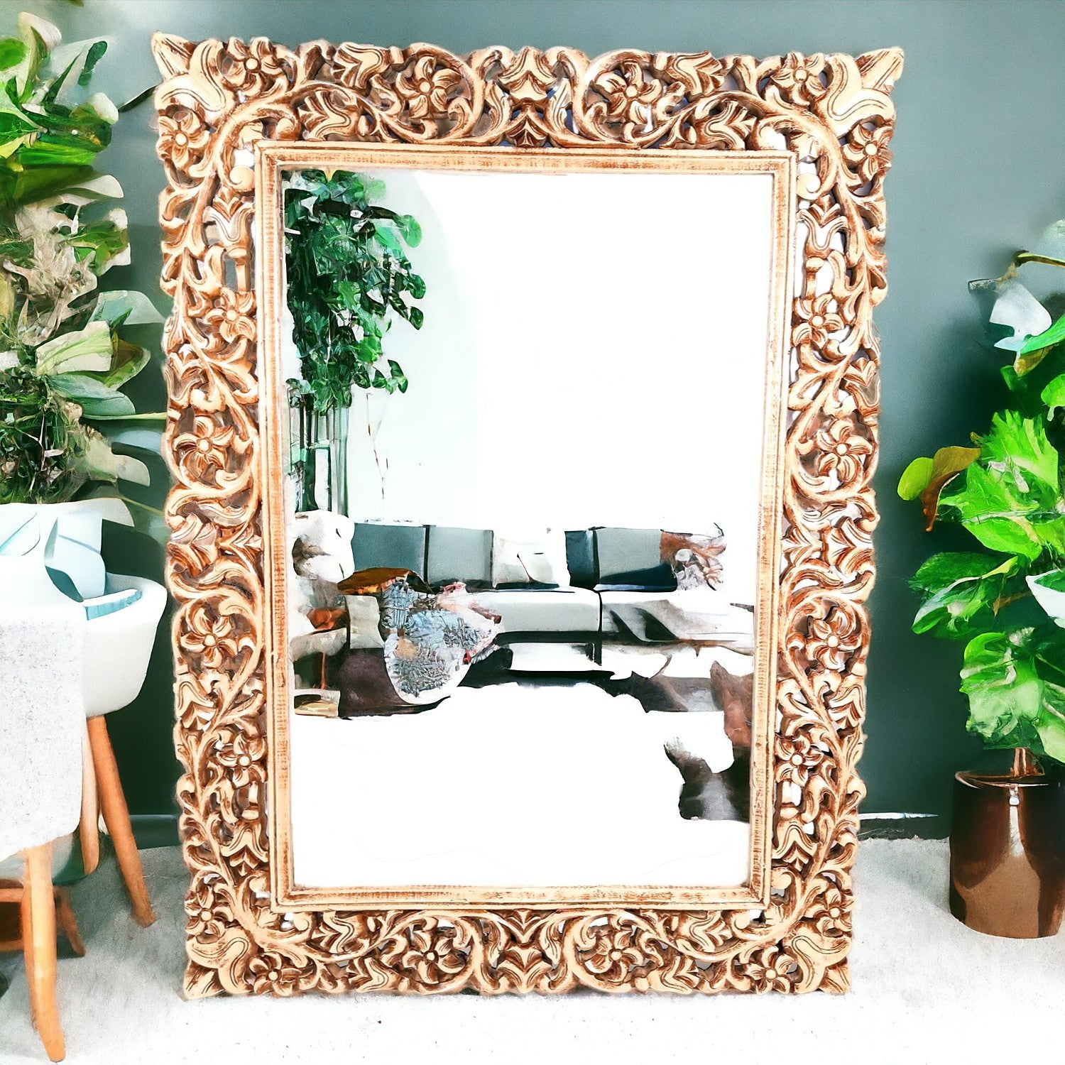 Wooden Frame Wall Hanging For Big Walls | Large Wood Frame With Intricate Carving For Photo, Paintings  & Mirror - For Hotels, Resorts, Home, Wall Decor, Frames, Living room,  Entrance Decoration - 47 Inch