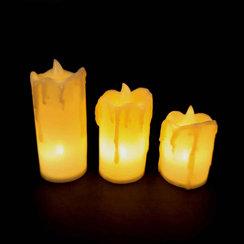 Decorative LED Candle - For Home Decor & Gifts -  3 Inches - Pack of 3 - ApkaMart