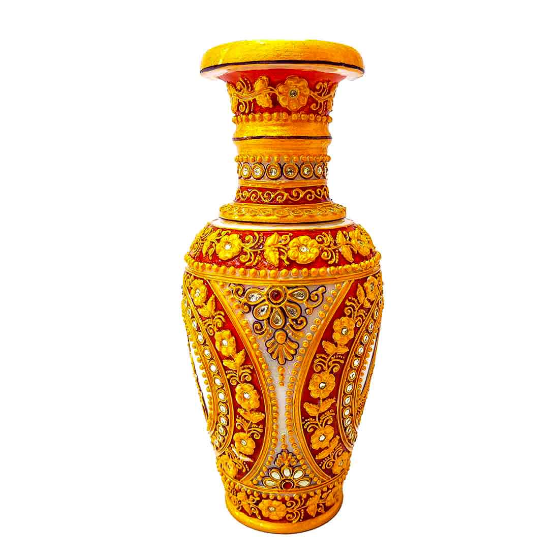 Marble Flower Vase | Decorative Flower Pot - For Living Room & Home Decor - 9 Inch - ApkaMart