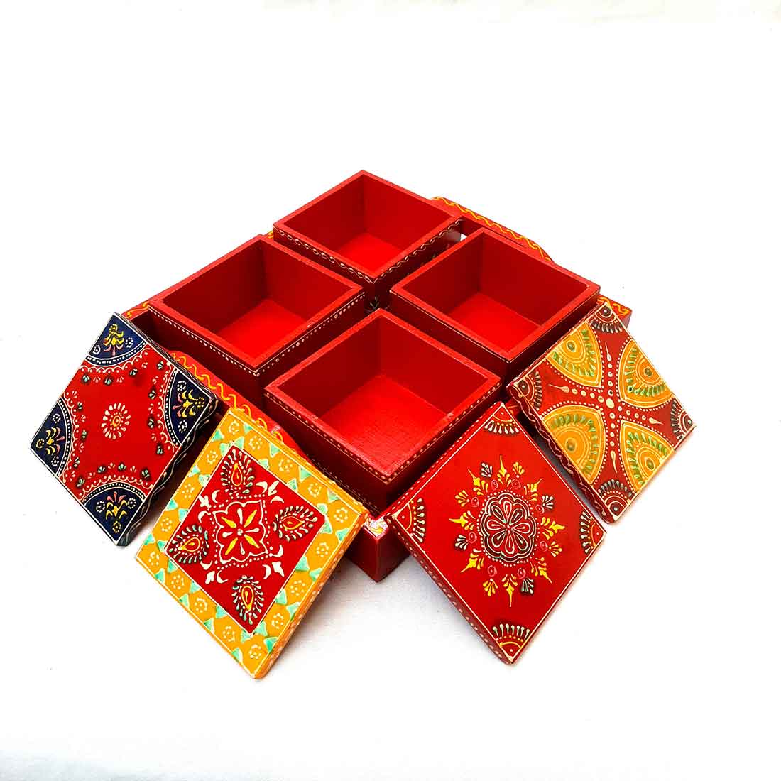 Serving Platter With 4 Boxes - Multipurpose Boxes with Lid - For Serving & Organizing - ApkaMart