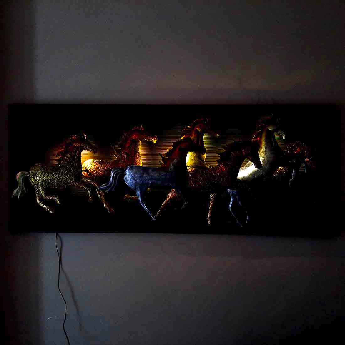 Wall Showpiece - LED Horse Wall Decor for Living Room - 60 inch - ApkaMart7 Running Horse Wall Hanging with LED Lights | Backlit Horse Wall Decor - for Vastu, Feng Shui, Living Room, Home, Wall Decor & Gifts - 60 inch - Apkamart