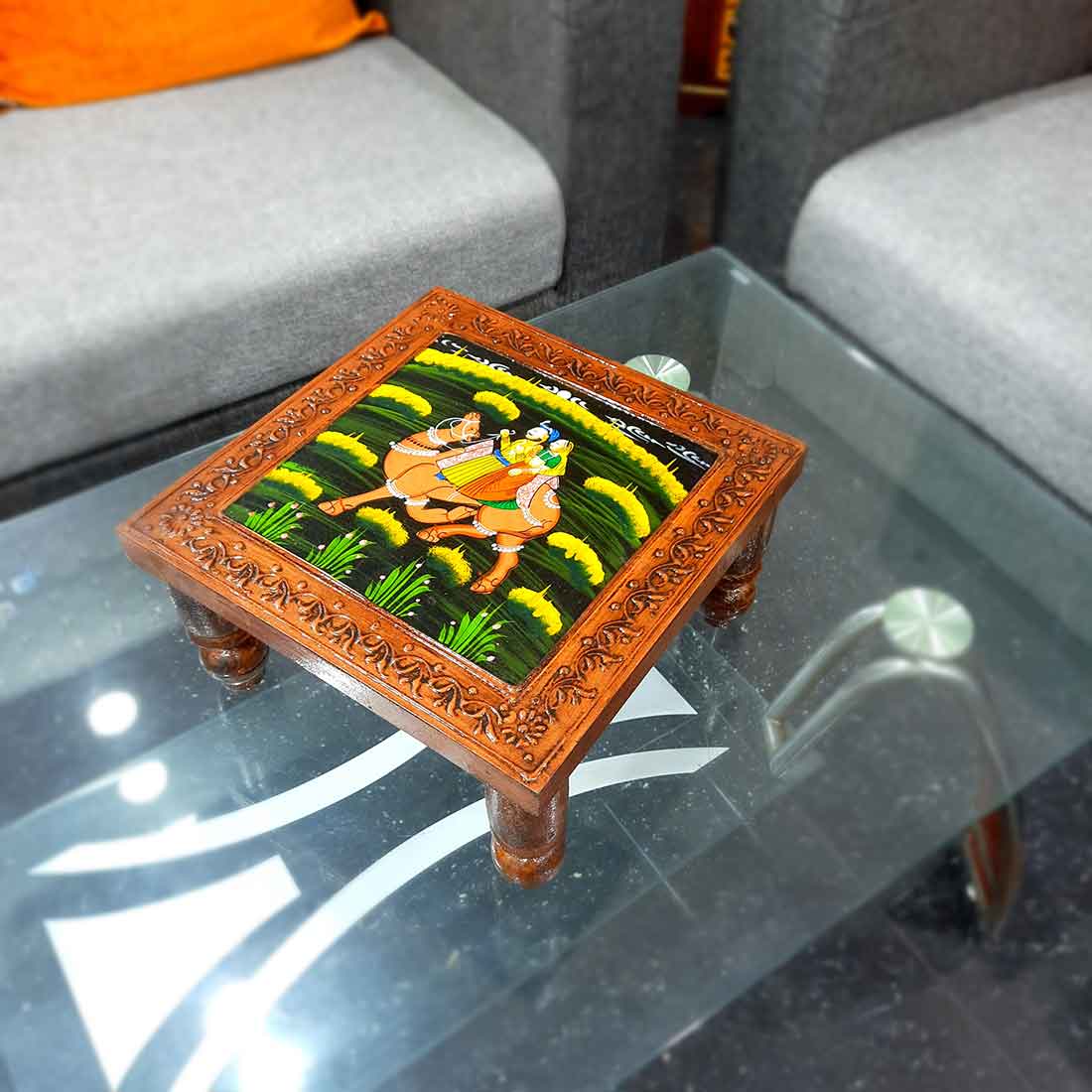 Wooden Bajot - Chauki For Sitting & Home decoration -12 Inch - ApkaMart