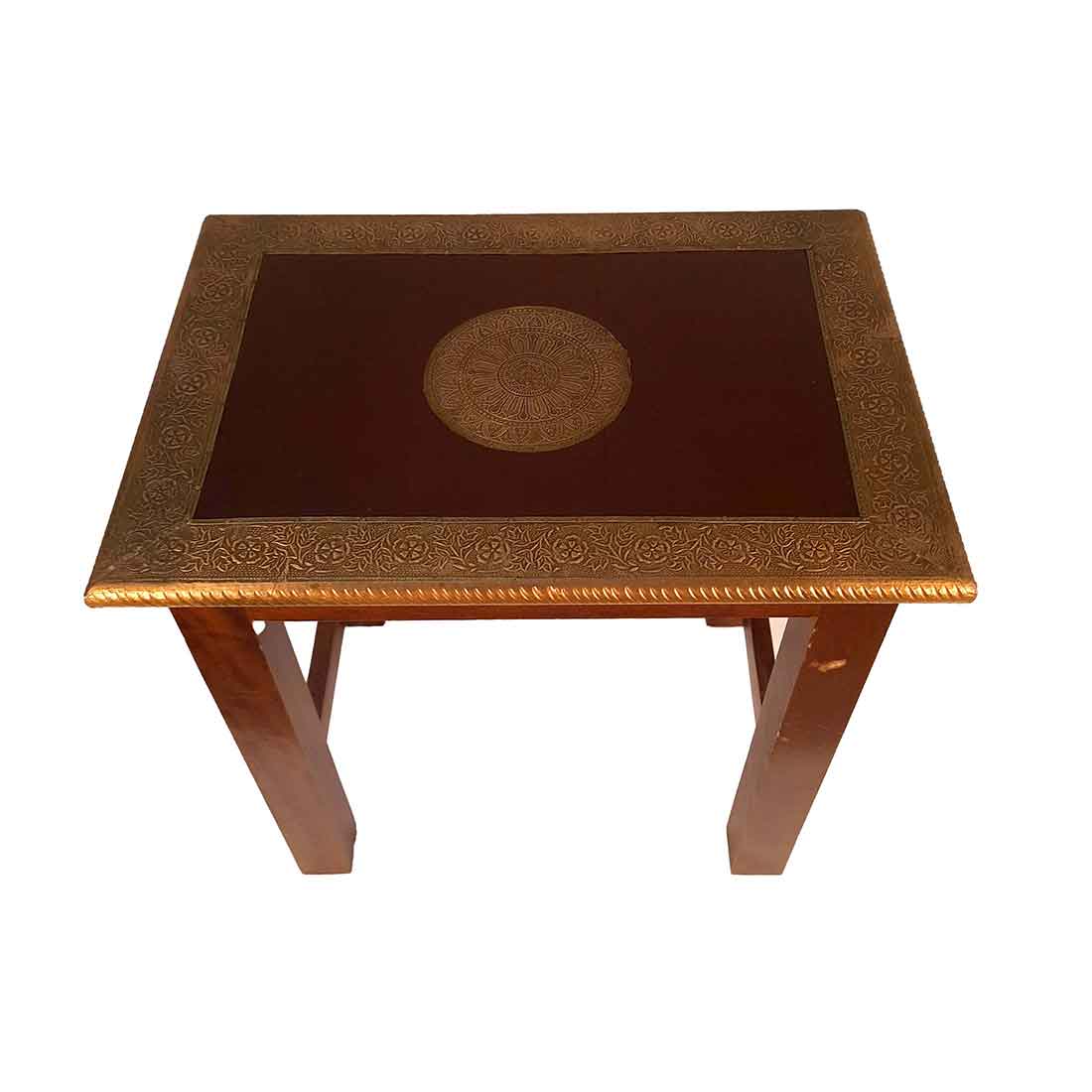 Brass Embellished | Wood Coffee Table | End Tables for Living Room -18 Inch - ApkaMart