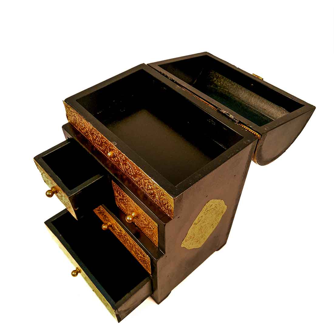 Brass Jewelry Box | Wooden Jewelry Organizer - 13 Inch - ApkaMart