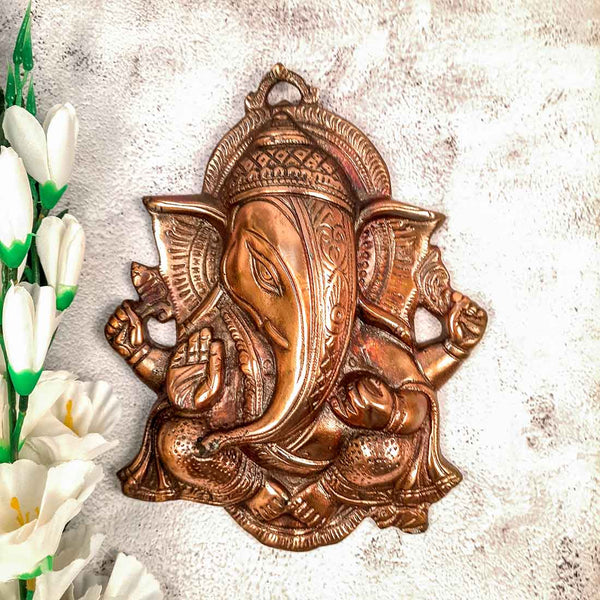 Lord Ganesh Wall Hanging - For Pooja, Home & Gifts - 10 Inch - ApkaMart