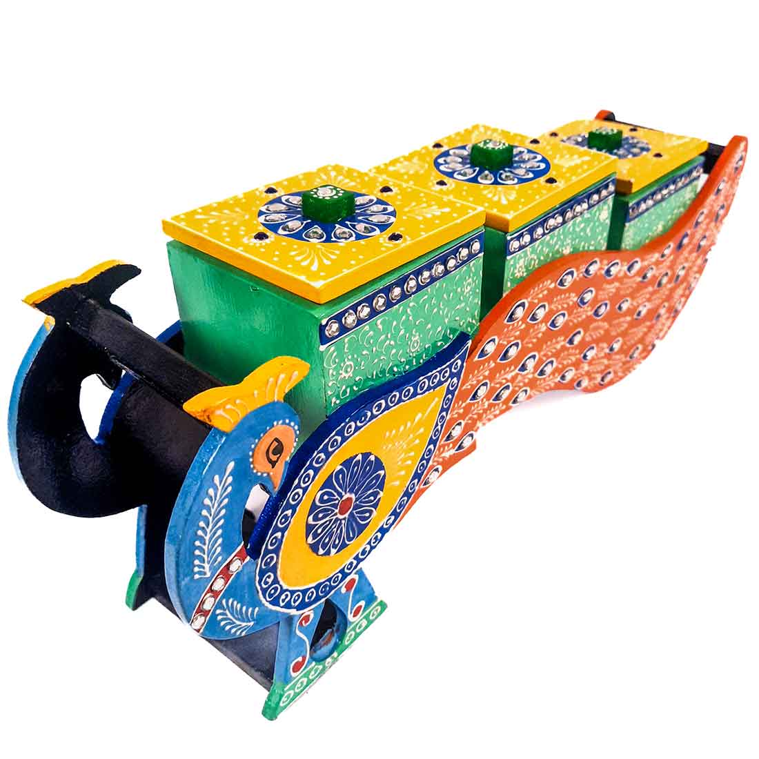 Dry Fruit Box with Lid  - Peacock Design - For Serving & Dining Table Decor - ApkaMart