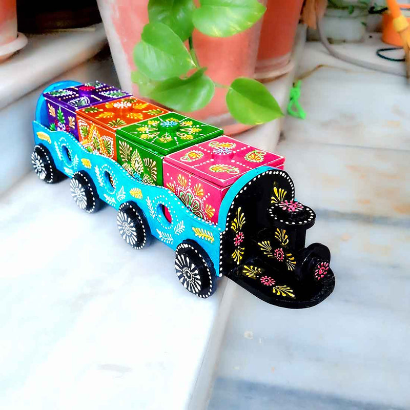 Dry Fruit Box | Wooden Box Engine Design - For Serving & Table Decor - ApkaMart