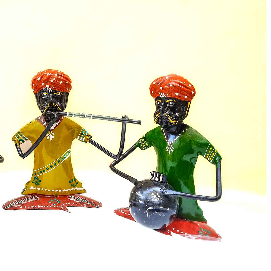 Rajasthani Musicians Figurines | Decorative Showpiece - for Home, Bedroom, Living Room, Office Desk & Table | Gifts For Wedding, Housewarming & Festivals - 7 Inch - Apkamart #Style_Pack of 3