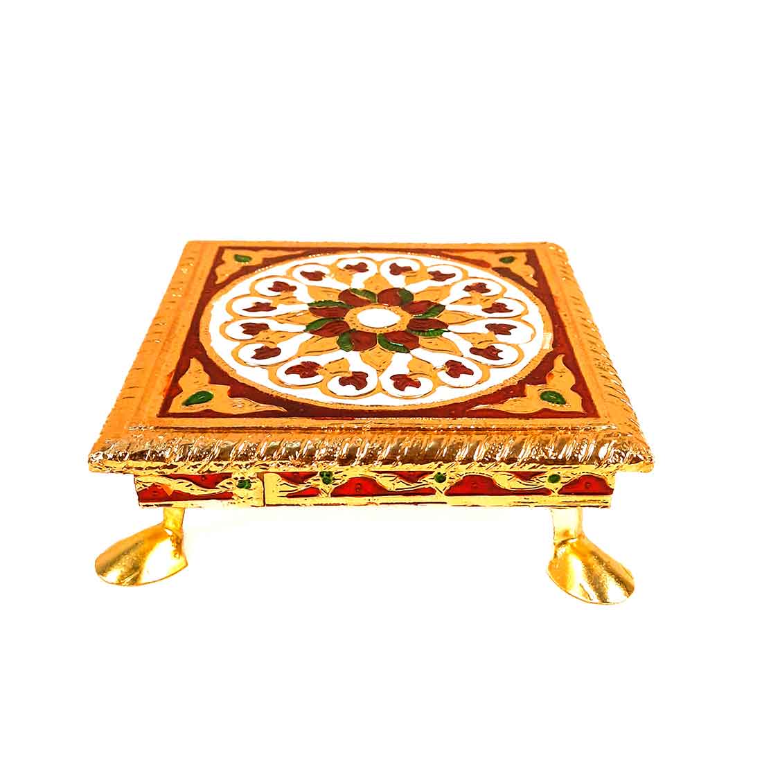 Minakari Chowki Bajot - For Puja Decoration & Gifts - 6 Inch - ApkaMart #Style_Design 1
