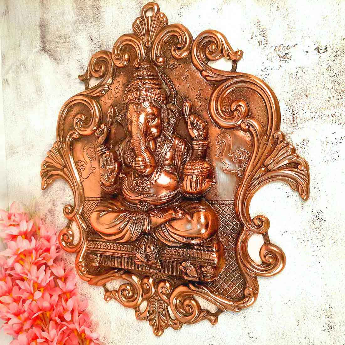 Ganesh Idol for Gift | Metal Wall Decor - 18 Inch - ApkaMart