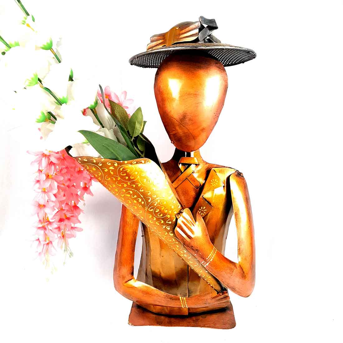 Designer Flower Pot - Man Holding Bouquet Design - Flower Vase for Living Room - 23 inch - ApkaMart