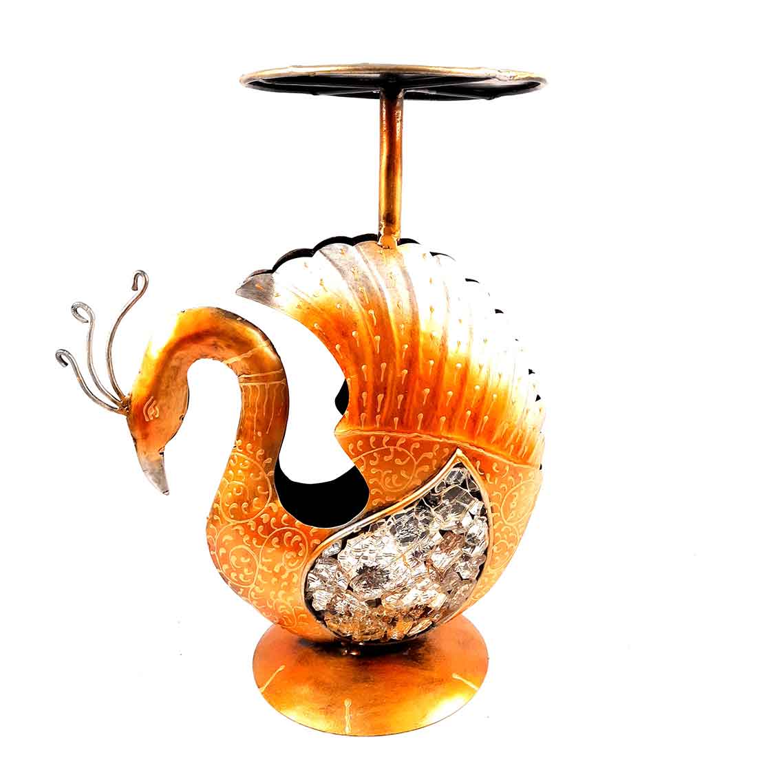 Antique Side Table Swan Design - 15 Inch for Home and Corner Decor - ApkaMartSide Table Peacock Design | End Table Cum Showpiece - for Living Room, Home and Corner Decor & Gift - 15 Inch - apkamart #Color_Brown