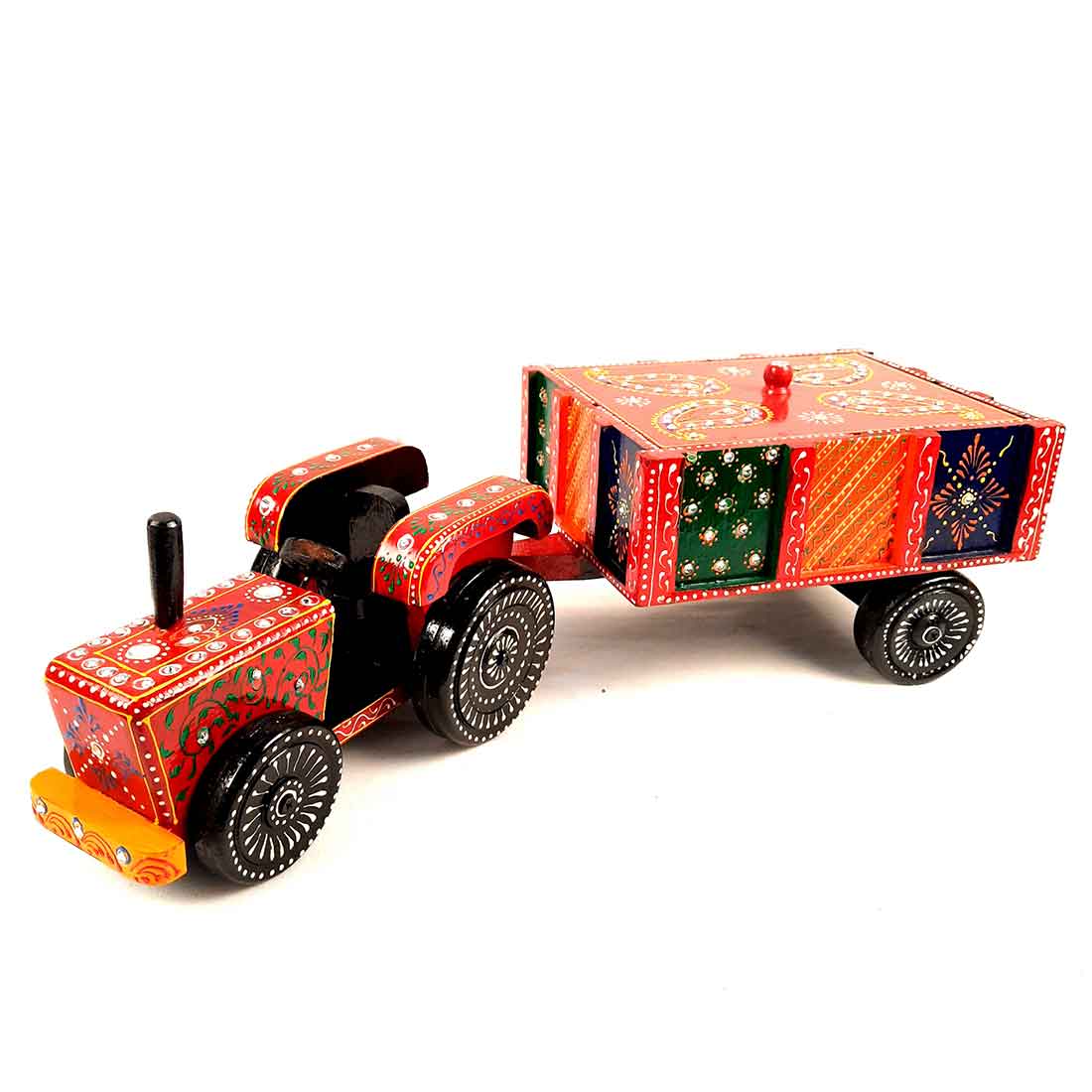 Dry Fruit Box with Lid  - Tractor Design - For Serving & Dining Table Decor - 22 Inch - ApkaMart
