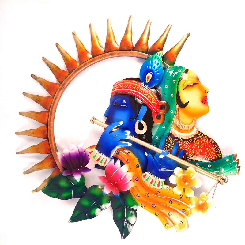 Radha Krishna Backlit Wall Hanging - Metal Wall Art LED - For Home Decor & Gifts -28 Inch - ApkaMart