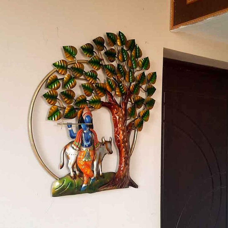 Krishna Backlit Wall Hanging - Metal Wall Art Decor - For Home Decor & Gifts -25 Inch - ApkaMart