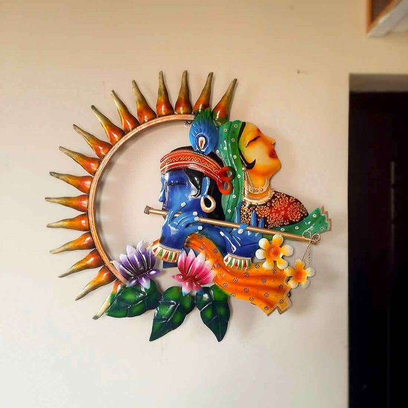 Radha Krishna Backlit Wall Hanging - Metal Wall Art LED - For Home Decor & Gifts -28 Inch - ApkaMart