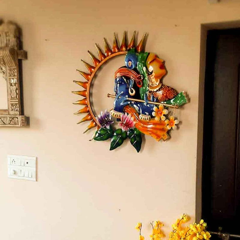 Radha Krishna Backlit Wall Hanging - Metal Wall Art LED - For Home Decor & Gifts -28 Inch - ApkaMart