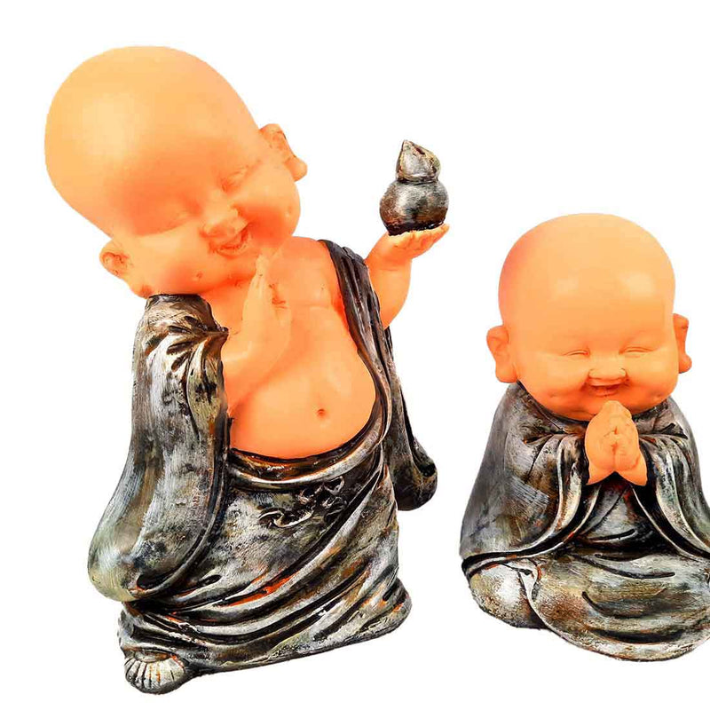 Baby Monk Showpiece - for Home  & Garden Decor - 10 Inch - Set of 3 - ApkaMart